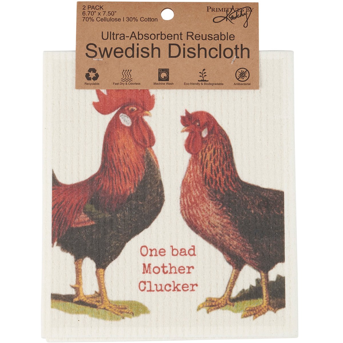 Playful Farmhouse Chicken Swedish Dishcloth Set - Eco-Friendly, Absorbent Kitchen Towels