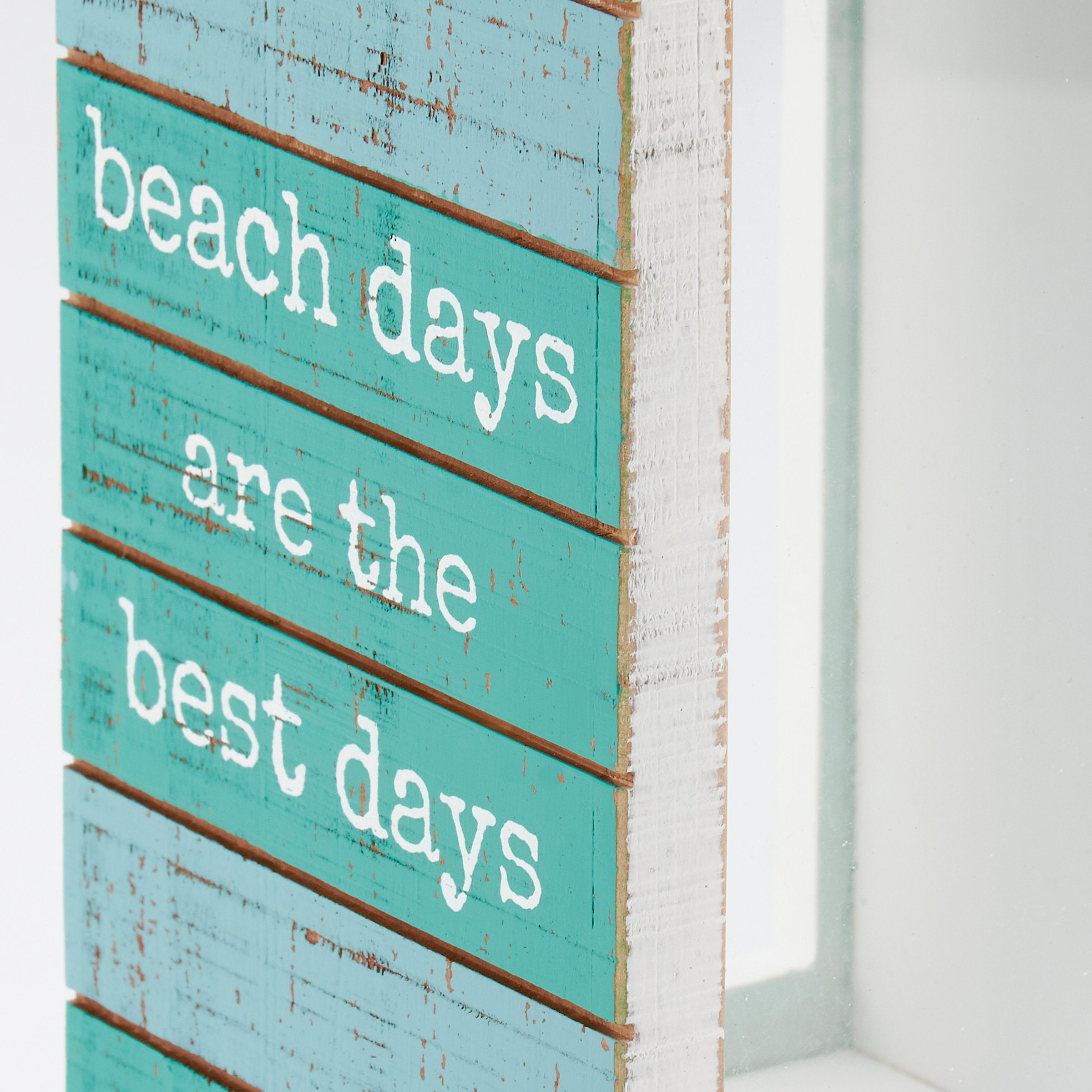 Rustic Wooden Beach Days Seashell Holder with Glass Panels - Coastal Home Decor