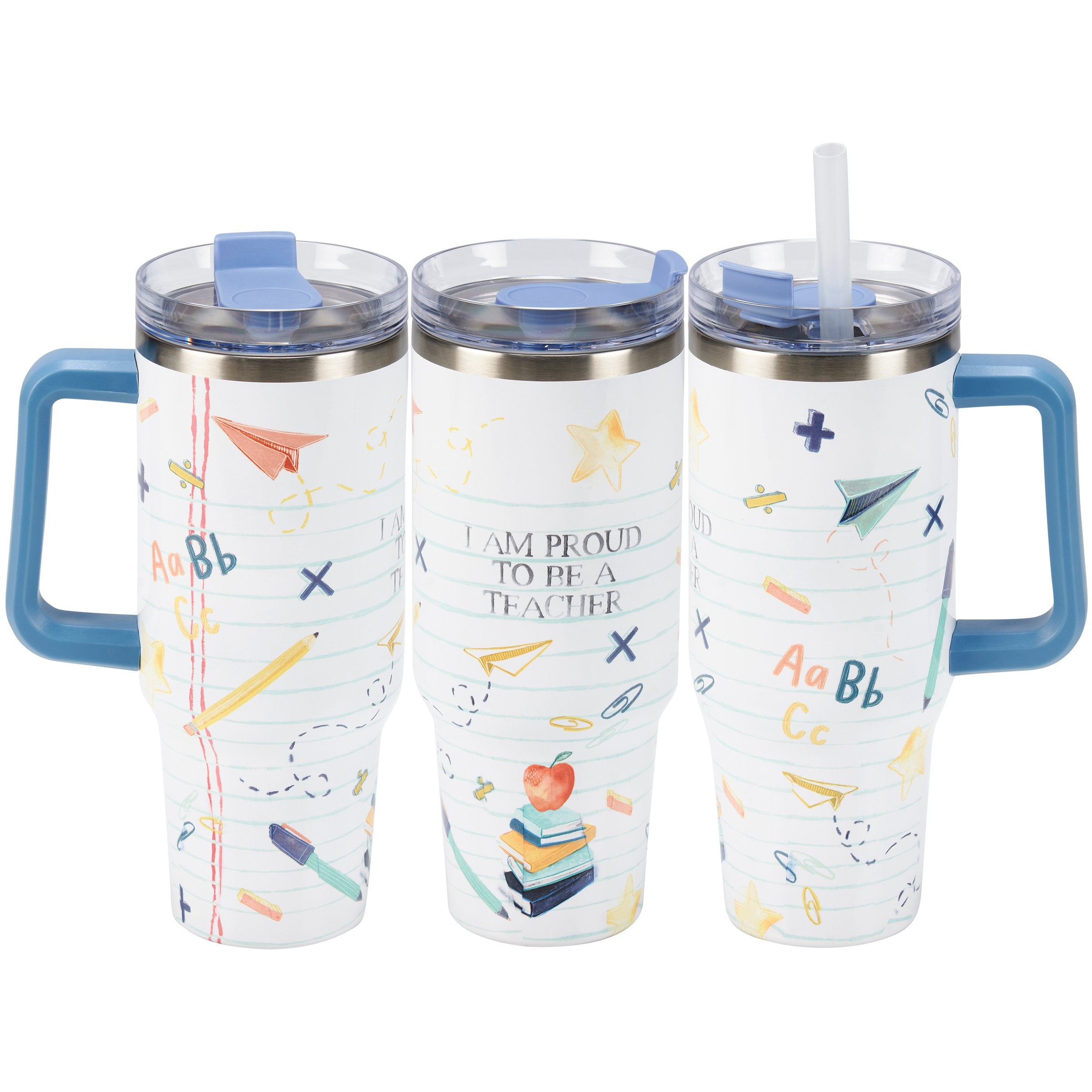 Inspirational Teacher 40oz Insulated Stainless Steel Travel Mug with Handle & Straw