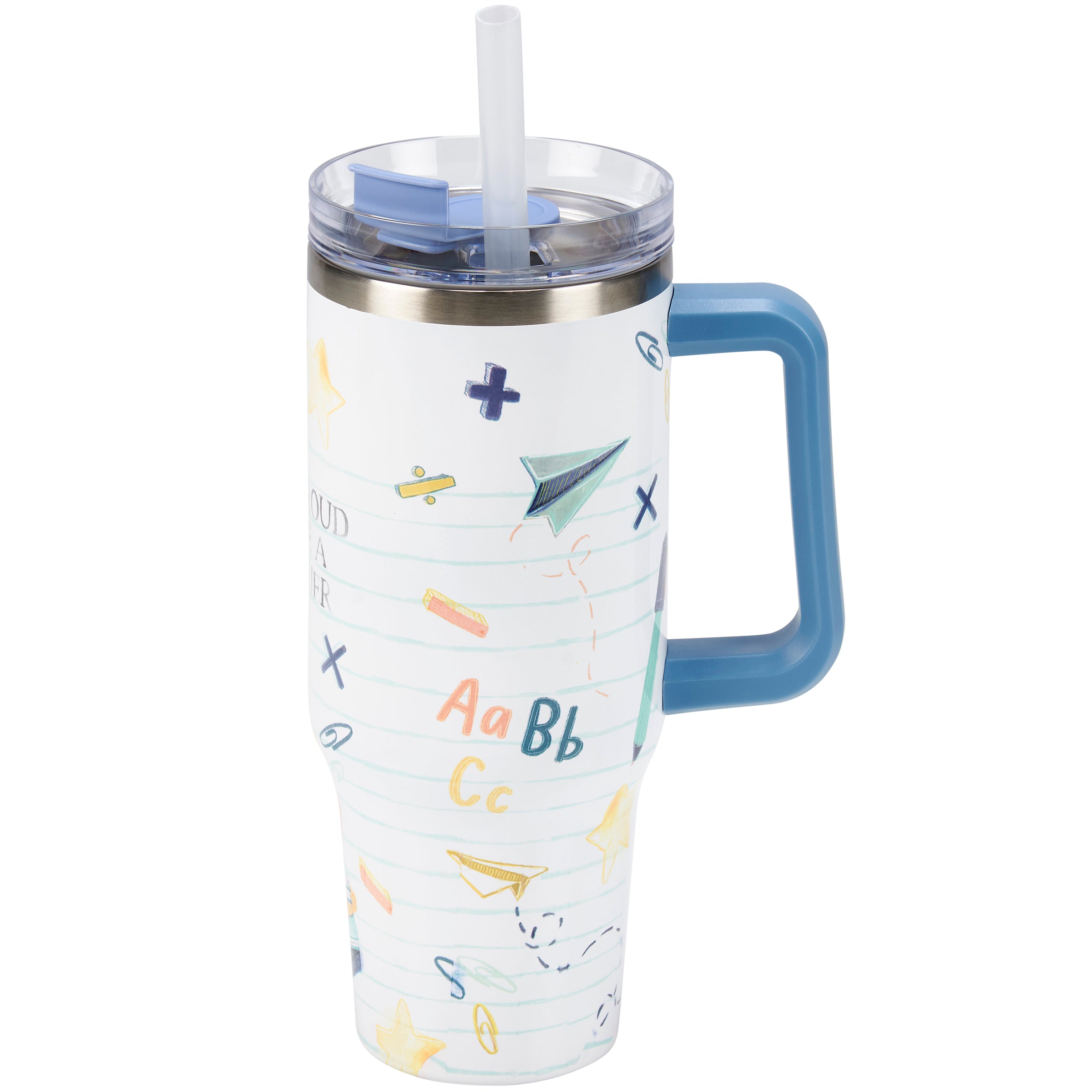 Inspirational Teacher 40oz Insulated Stainless Steel Travel Mug with Handle & Straw