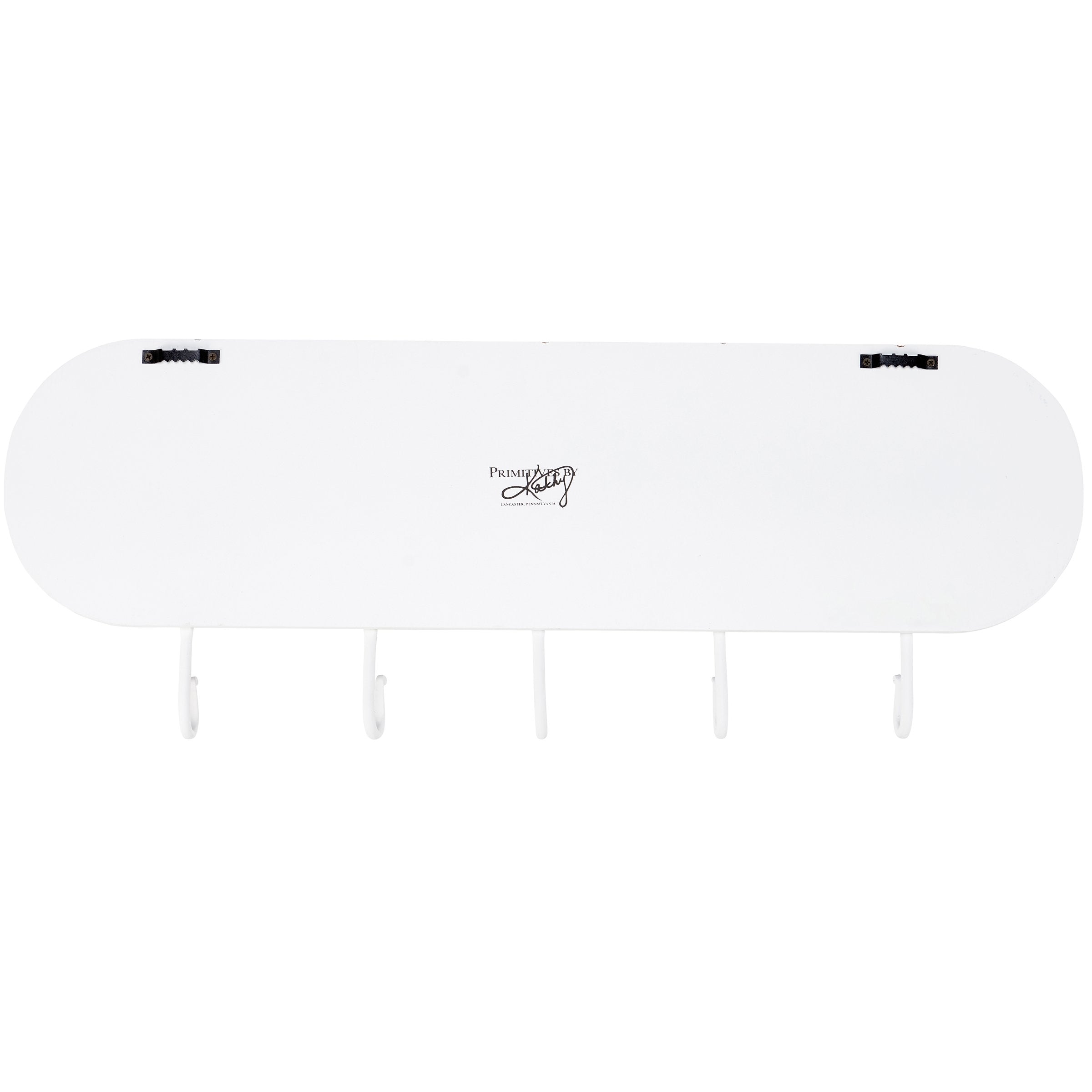 Rustic Wooden Beach Life Wall Hook Board with 5 Metal Hooks