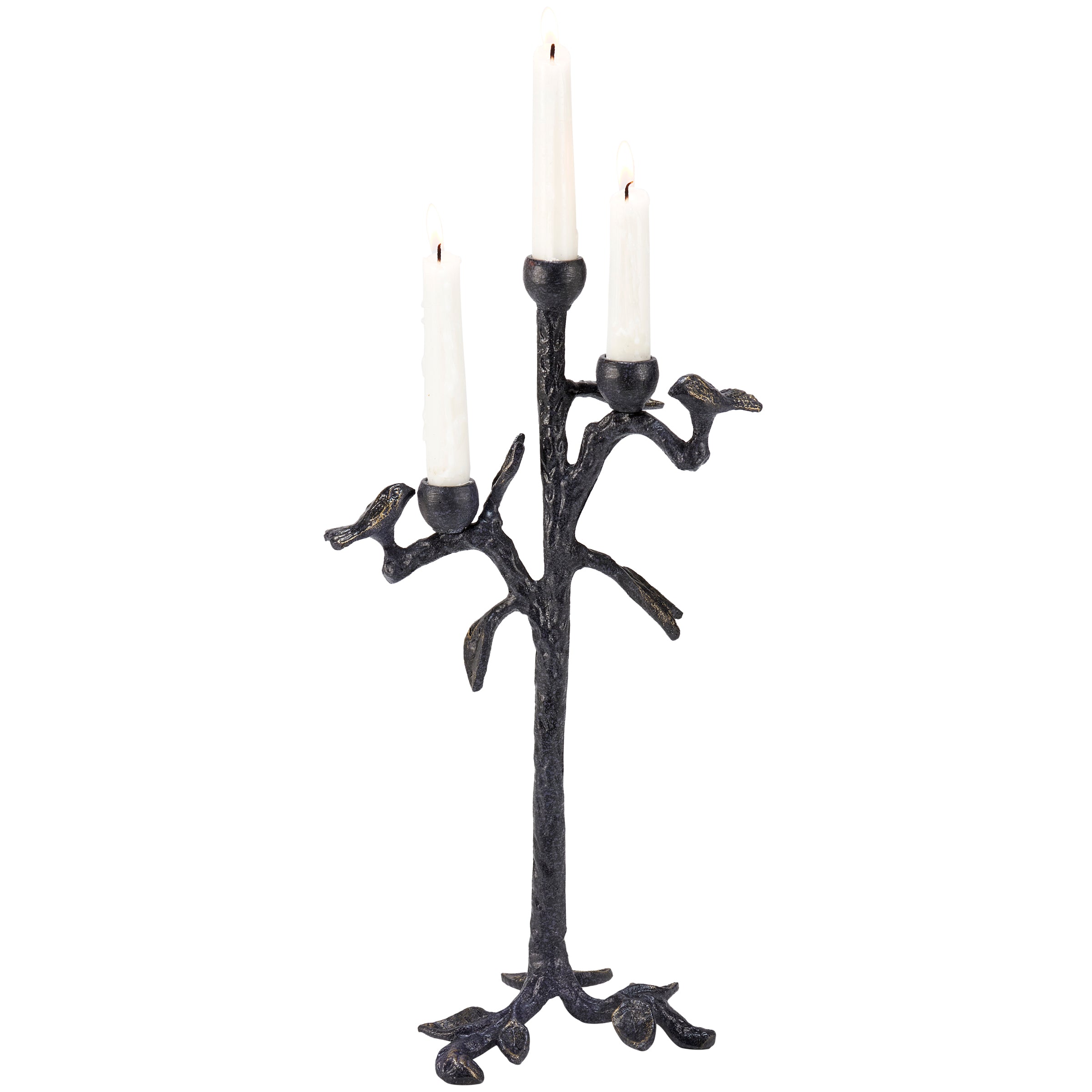 Rustic Metal Bird Branch Taper Candle Holder - Nature-Inspired Home Decor