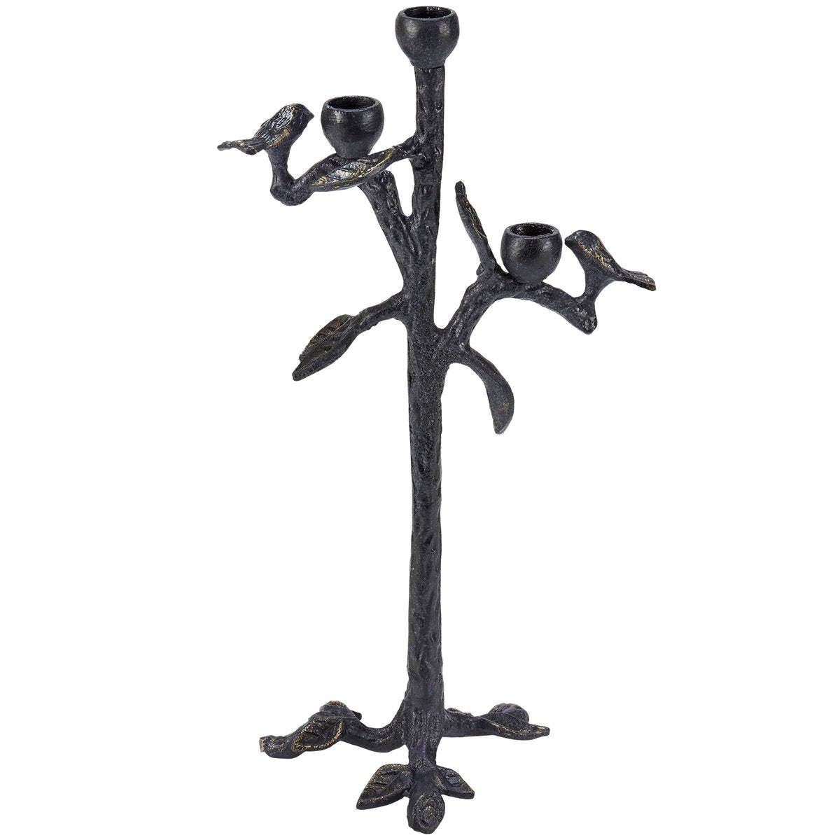 Rustic Metal Bird Branch Taper Candle Holder - Nature-Inspired Home Decor