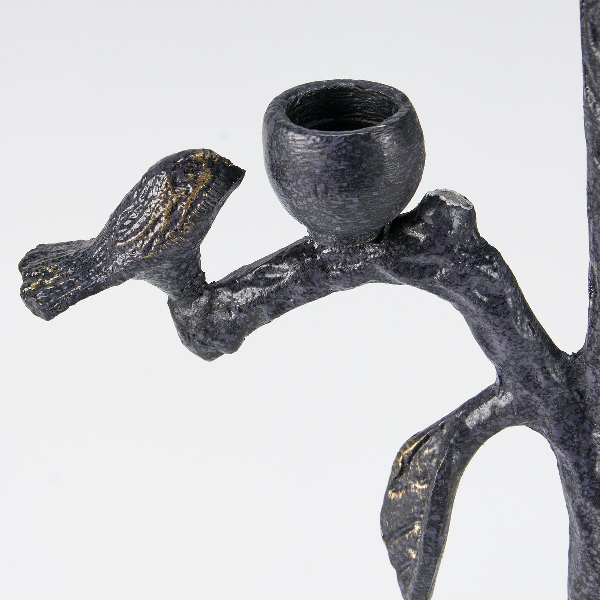 Rustic Metal Bird Branch Taper Candle Holder - Nature-Inspired Home Decor