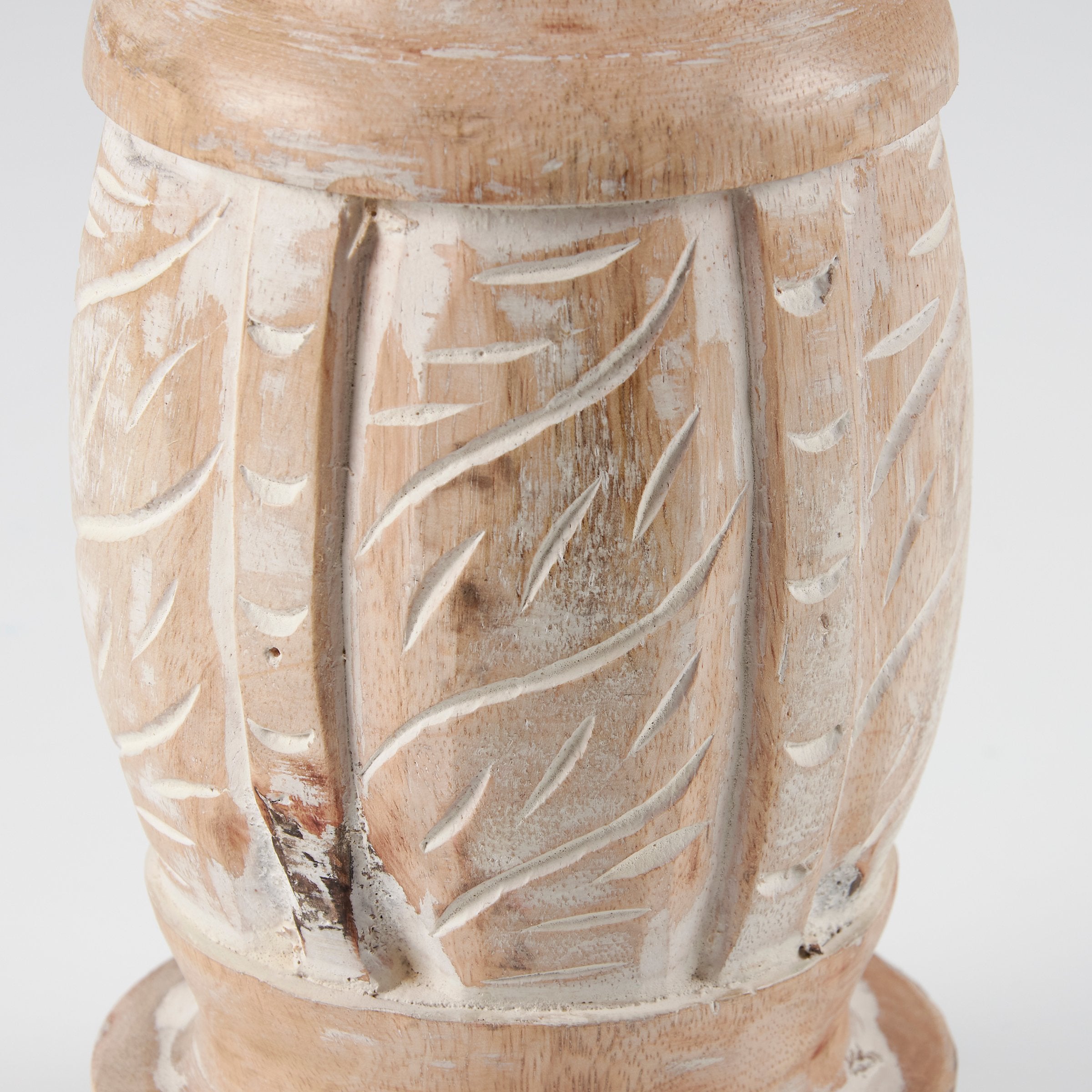 Rustic Whitewashed Wood Candle Holder Set - Farmhouse Beach Decor