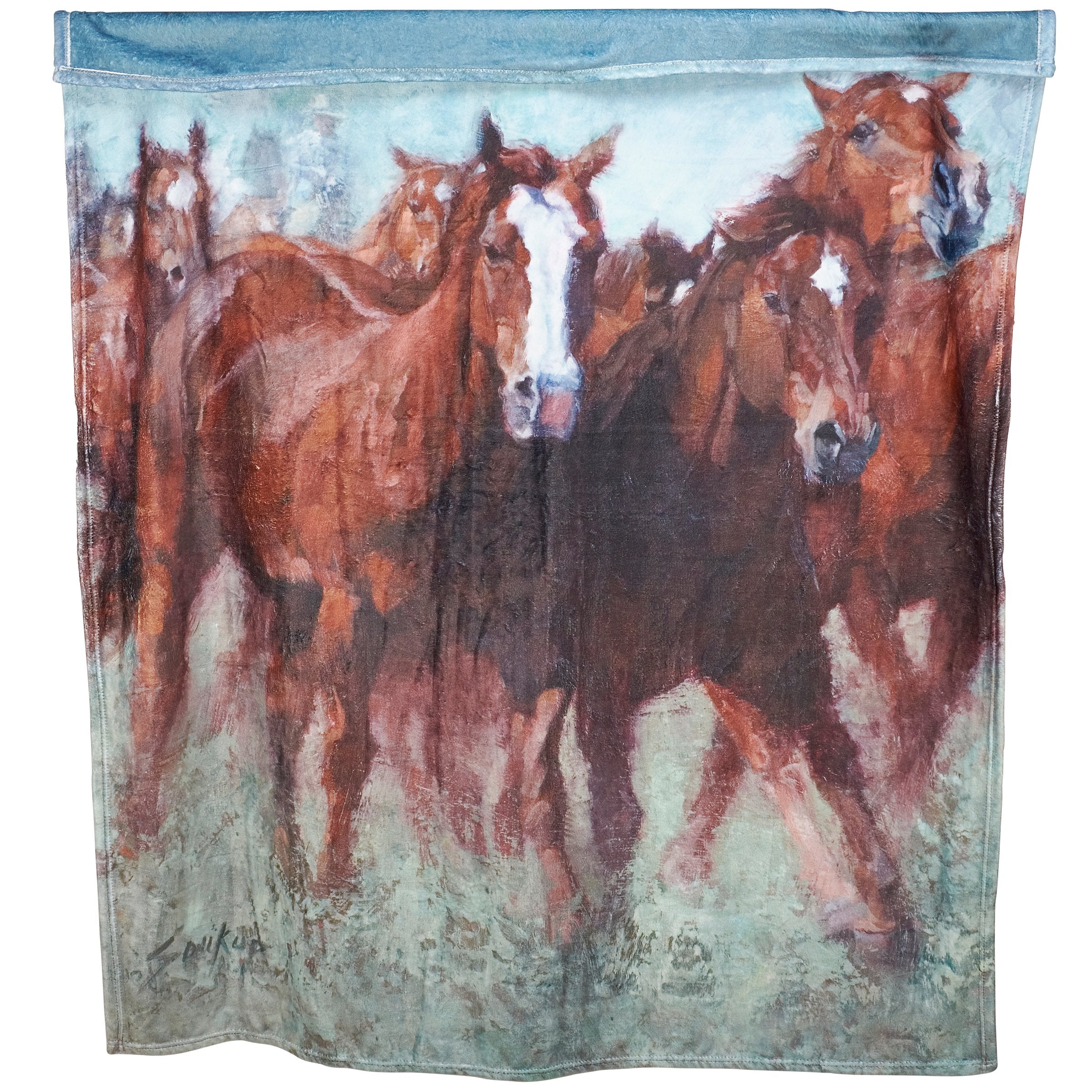 Majestic Running Wild Horses Plush Western Art Cozy Sofa Throw Blanket