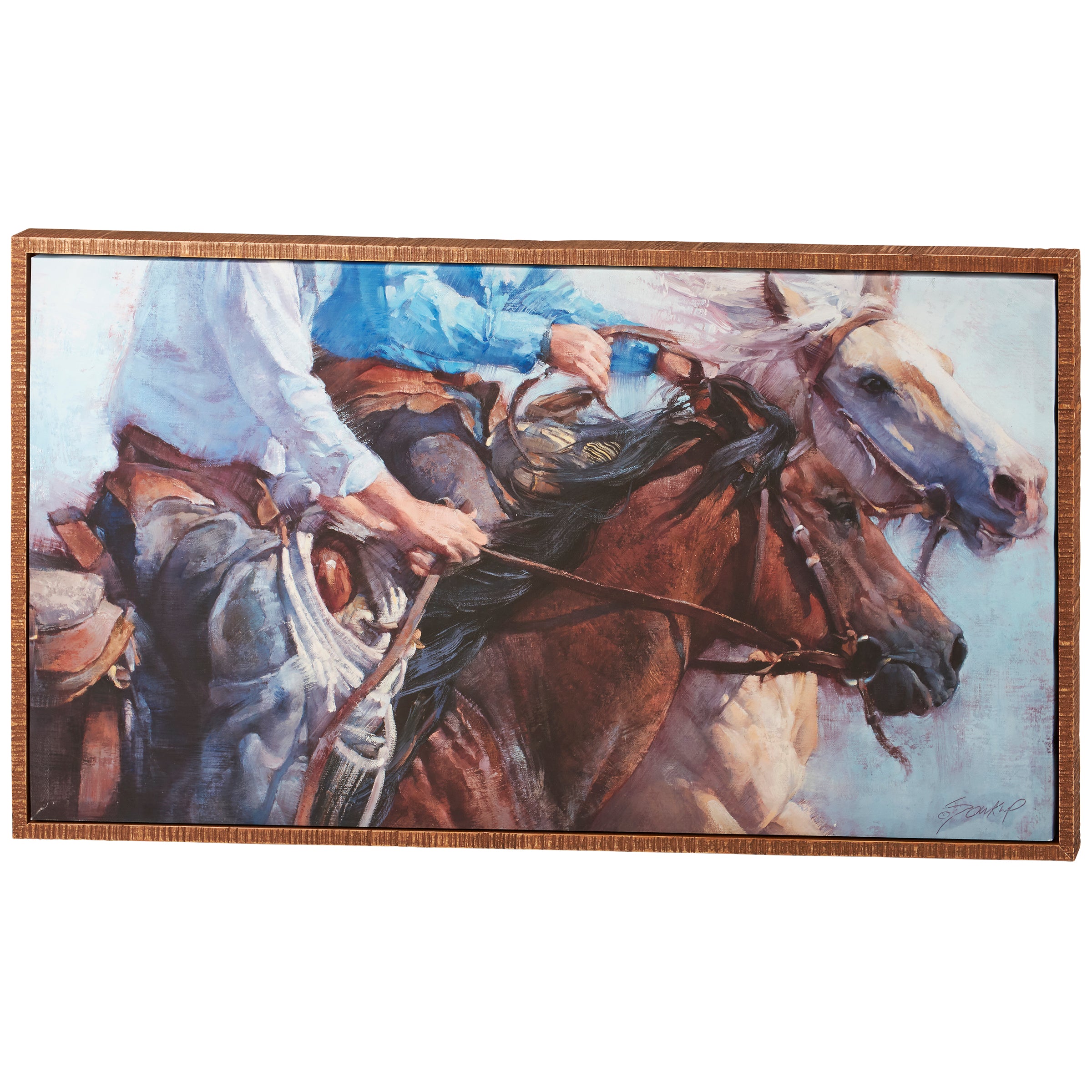 Rustic Western Riders Canvas Wall Art: Framed Horse & Cowboy Home Decor