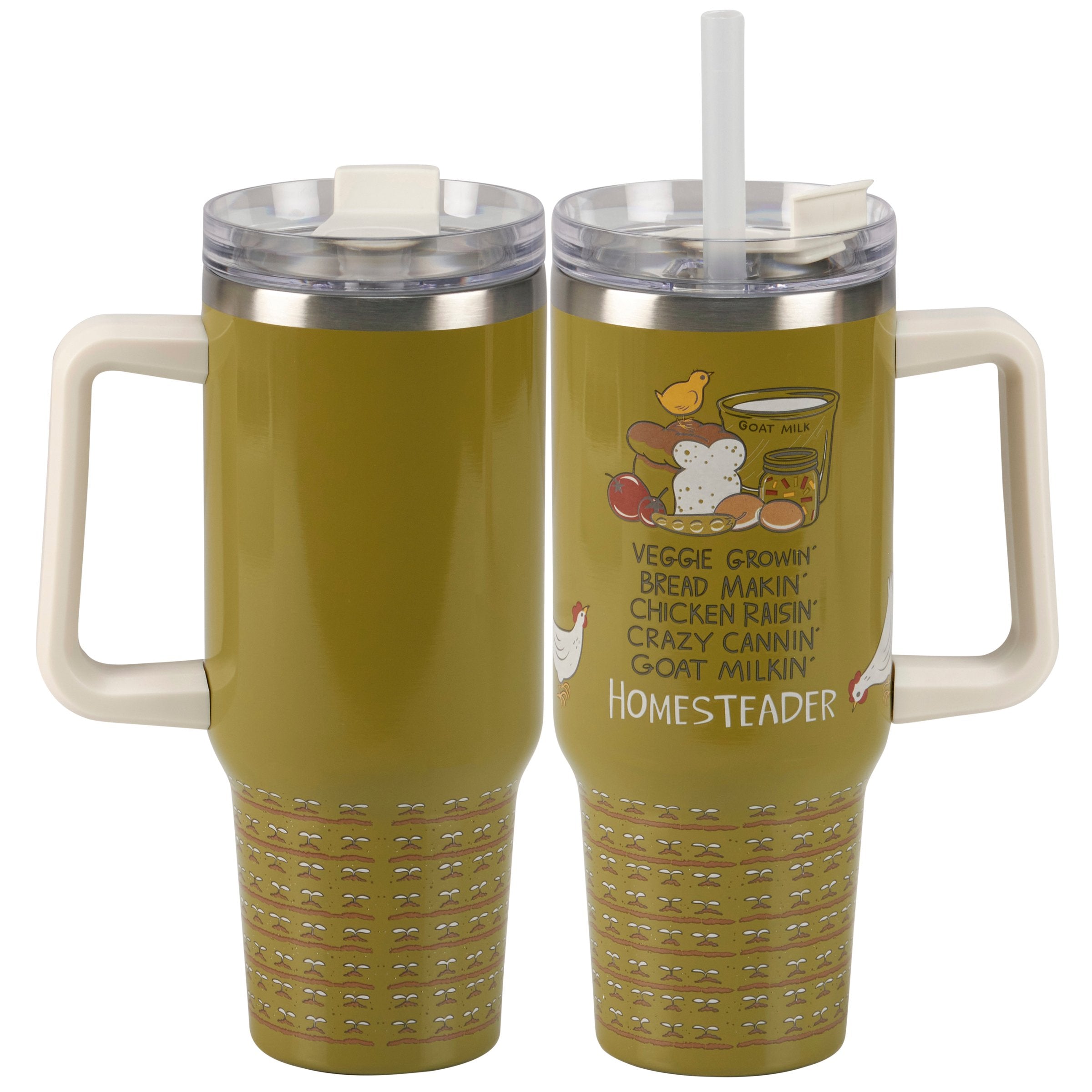 Homesteader 40oz Insulated Stainless Steel Travel Mug with Straw & Handle