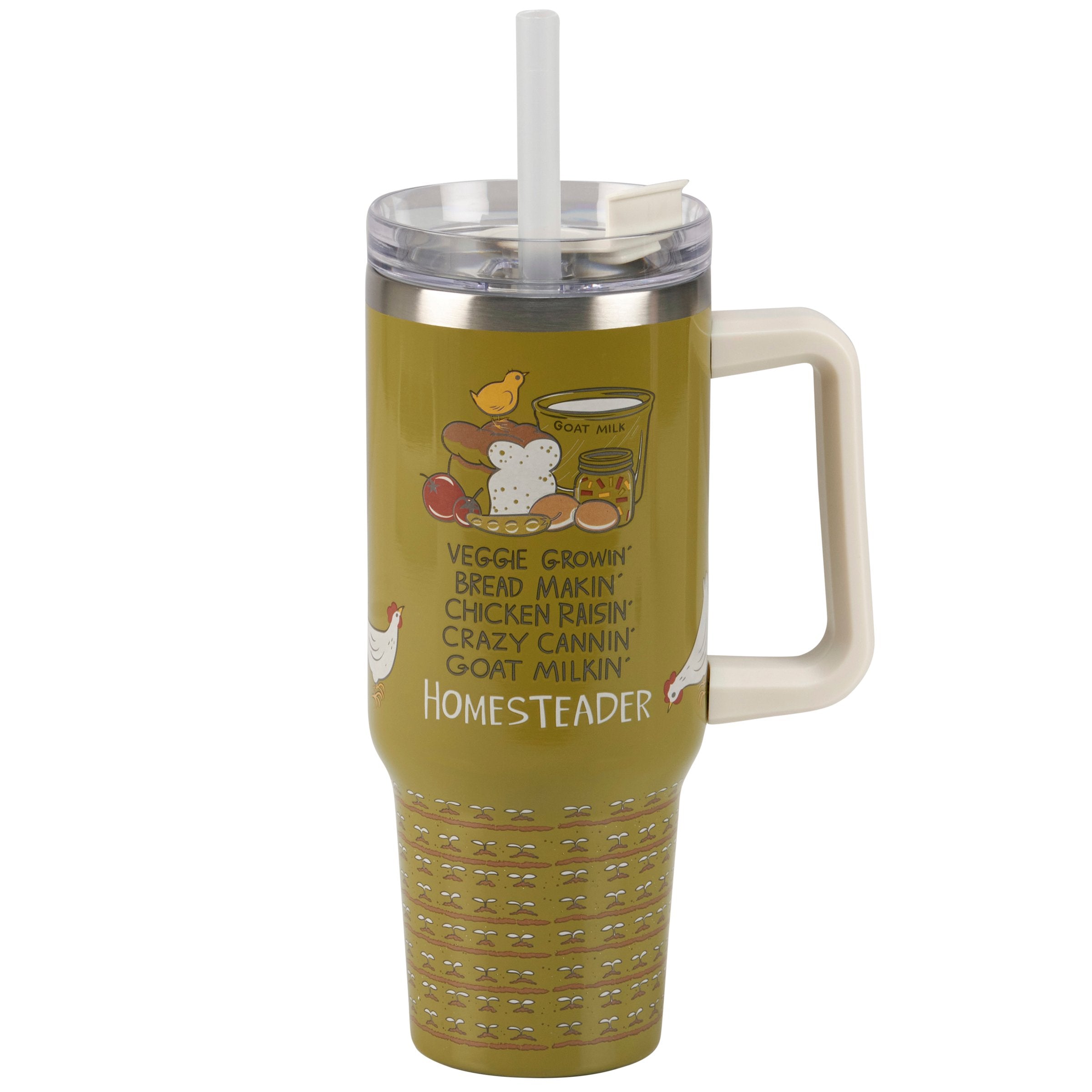 Homesteader 40oz Insulated Stainless Steel Travel Mug with Straw & Handle