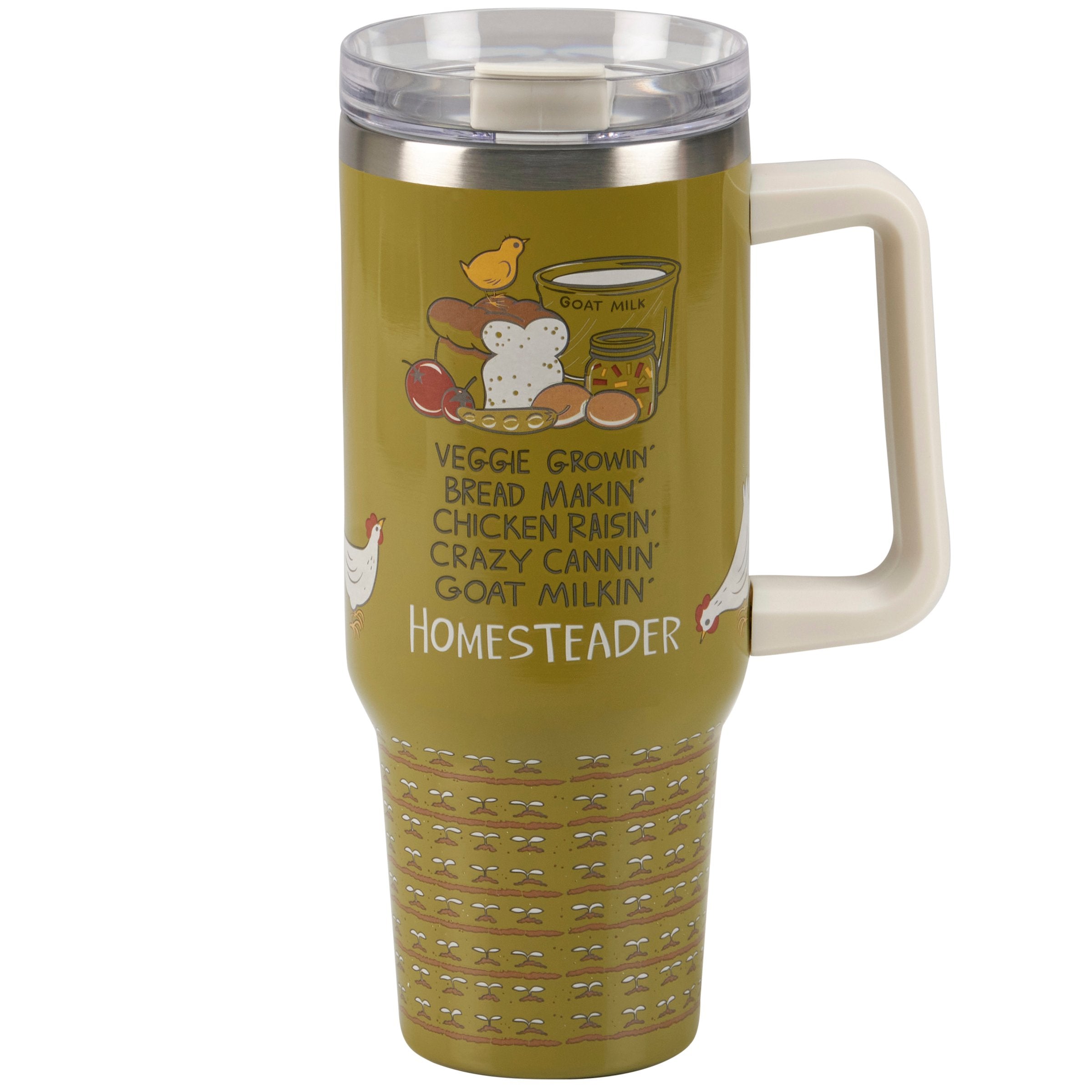 Homesteader 40oz Insulated Stainless Steel Travel Mug with Straw & Handle