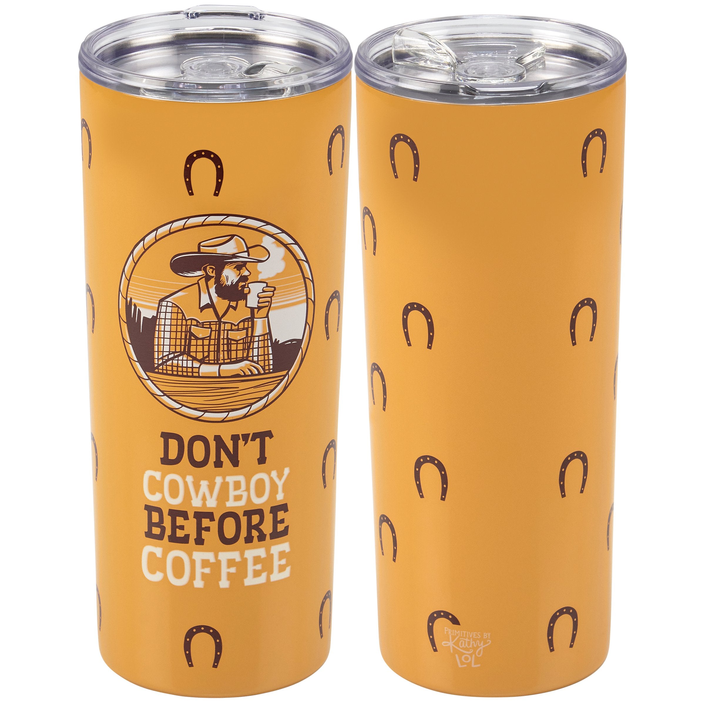 Western Cowboy Stainless Steel Insulated Coffee Tumbler - Don't Cowboy Before Coffee