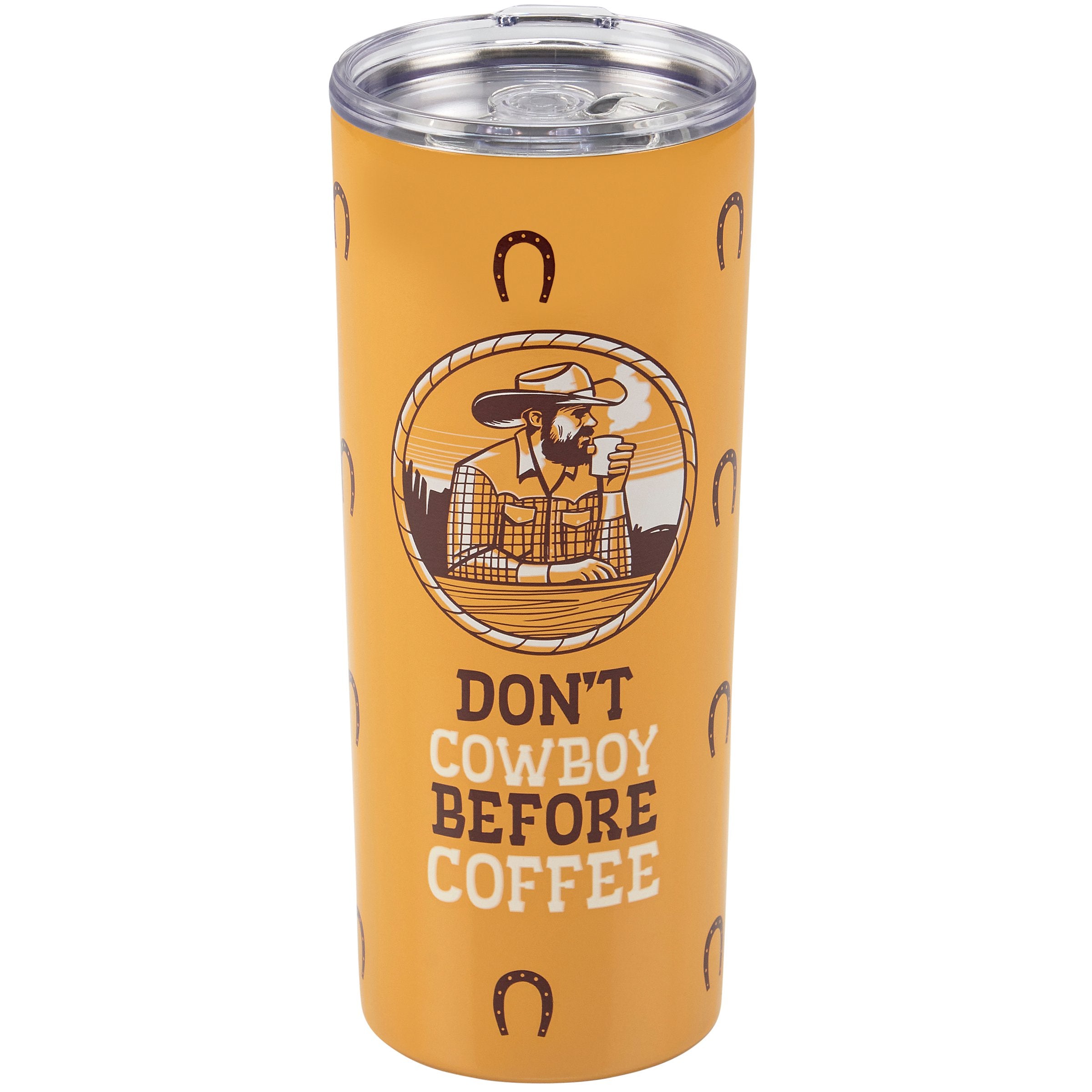 Western Cowboy Stainless Steel Insulated Coffee Tumbler - Don't Cowboy Before Coffee