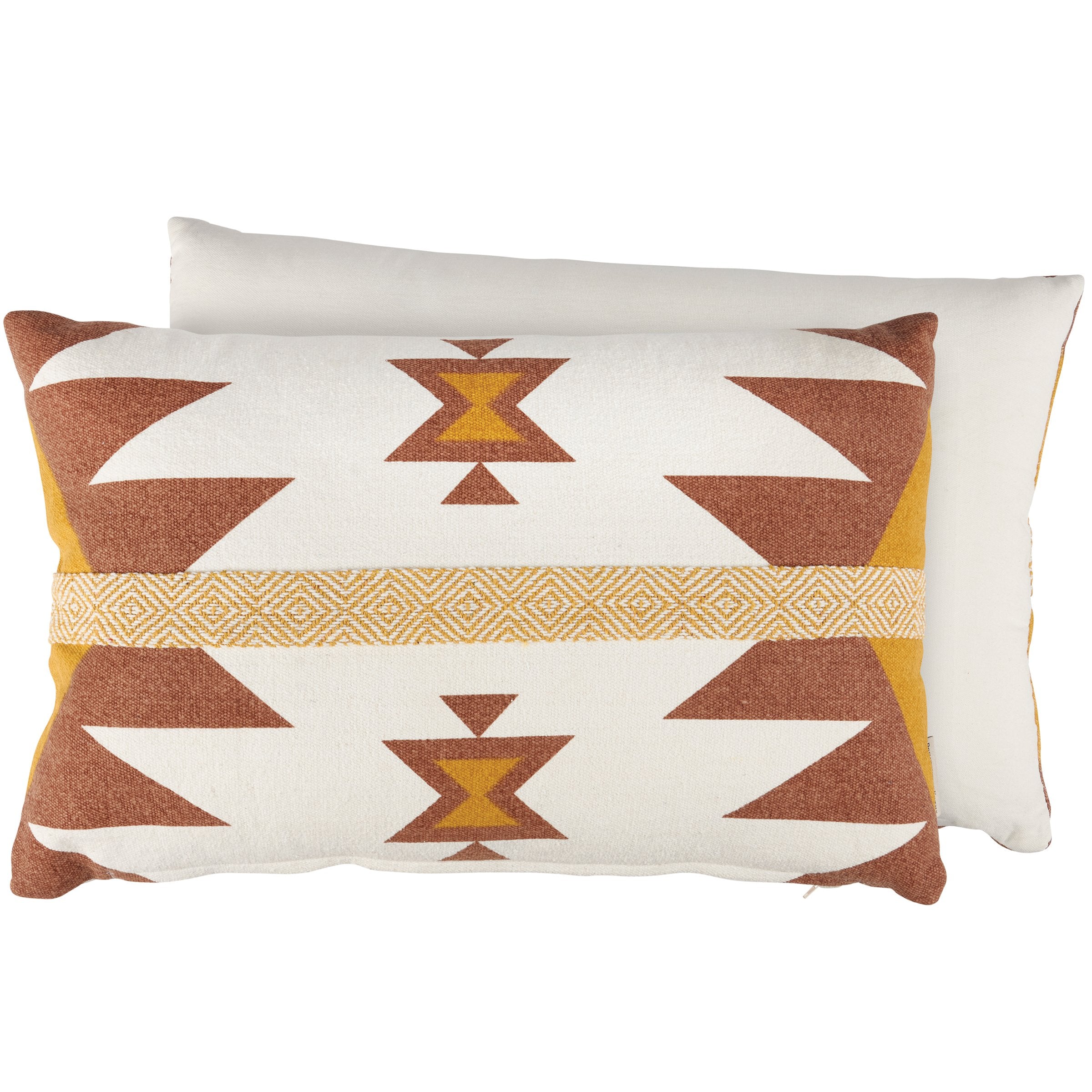 Vibrant Southwestern Cotton Throw Pillow with Woven Diamond Pattern, Zippered Cover