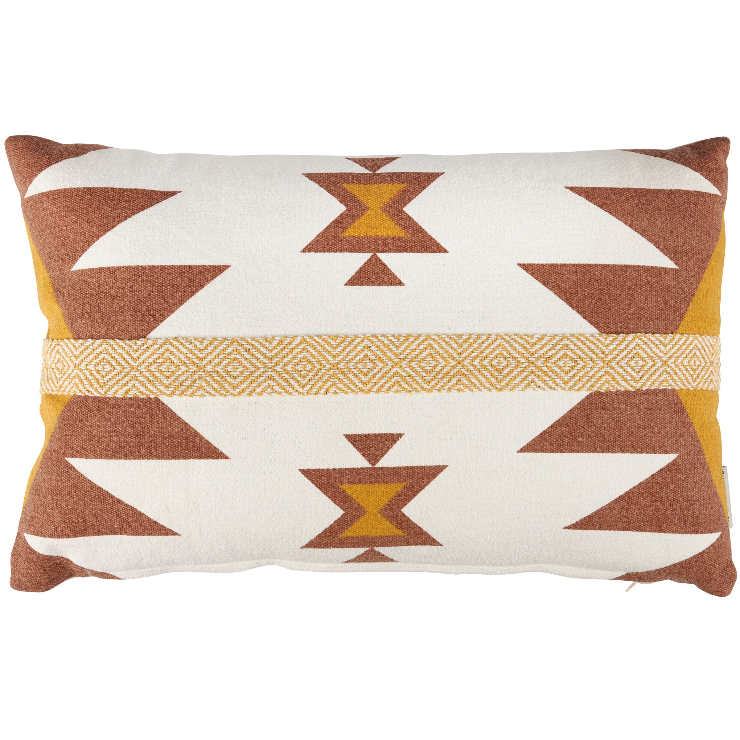 Vibrant Southwestern Cotton Throw Pillow with Woven Diamond Pattern, Zippered Cover