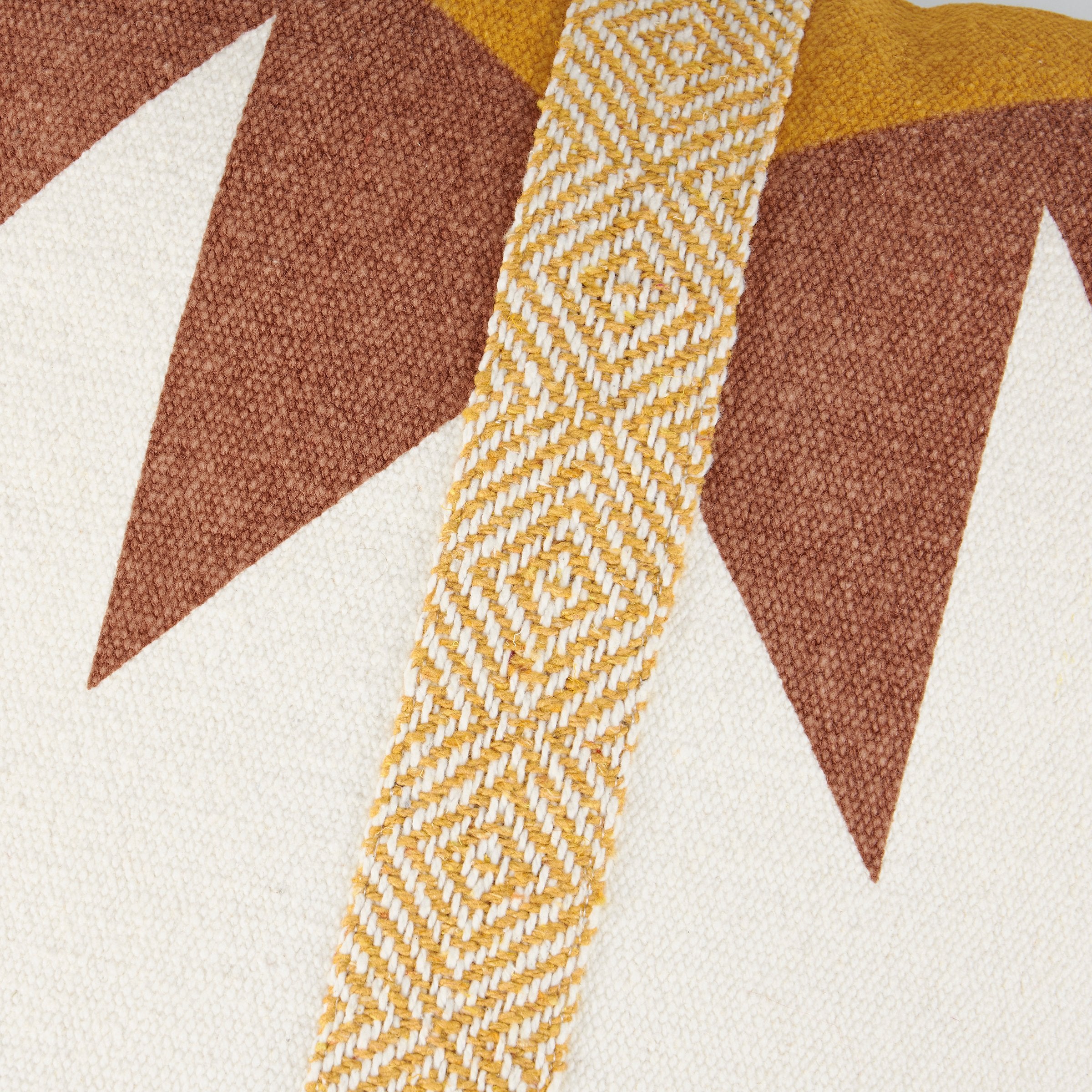 Vibrant Southwestern Cotton Throw Pillow with Woven Diamond Pattern, Zippered Cover