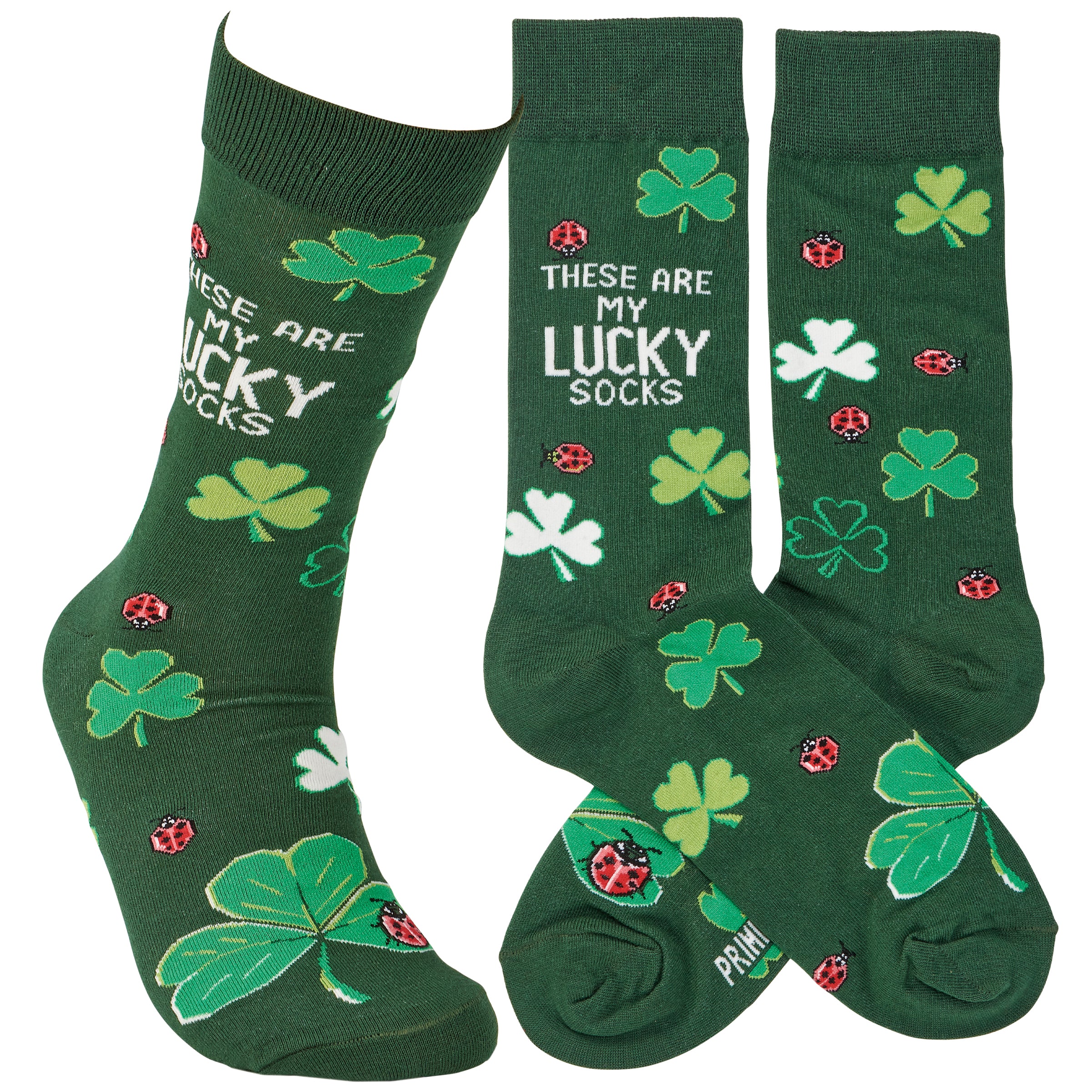 Festive St. Patrick's Day Lucky Socks: Shamrock & Ladybug Design, One Size