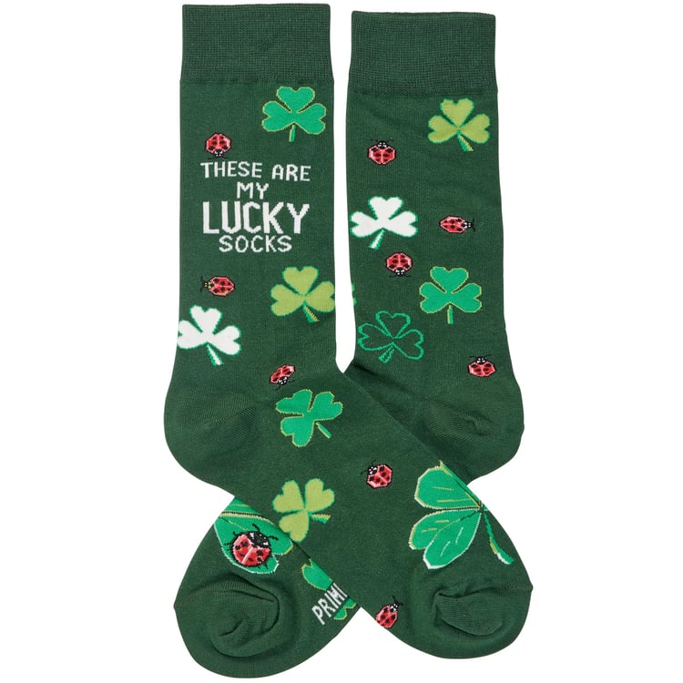 Festive St. Patrick's Day Lucky Socks: Shamrock & Ladybug Design, One Size