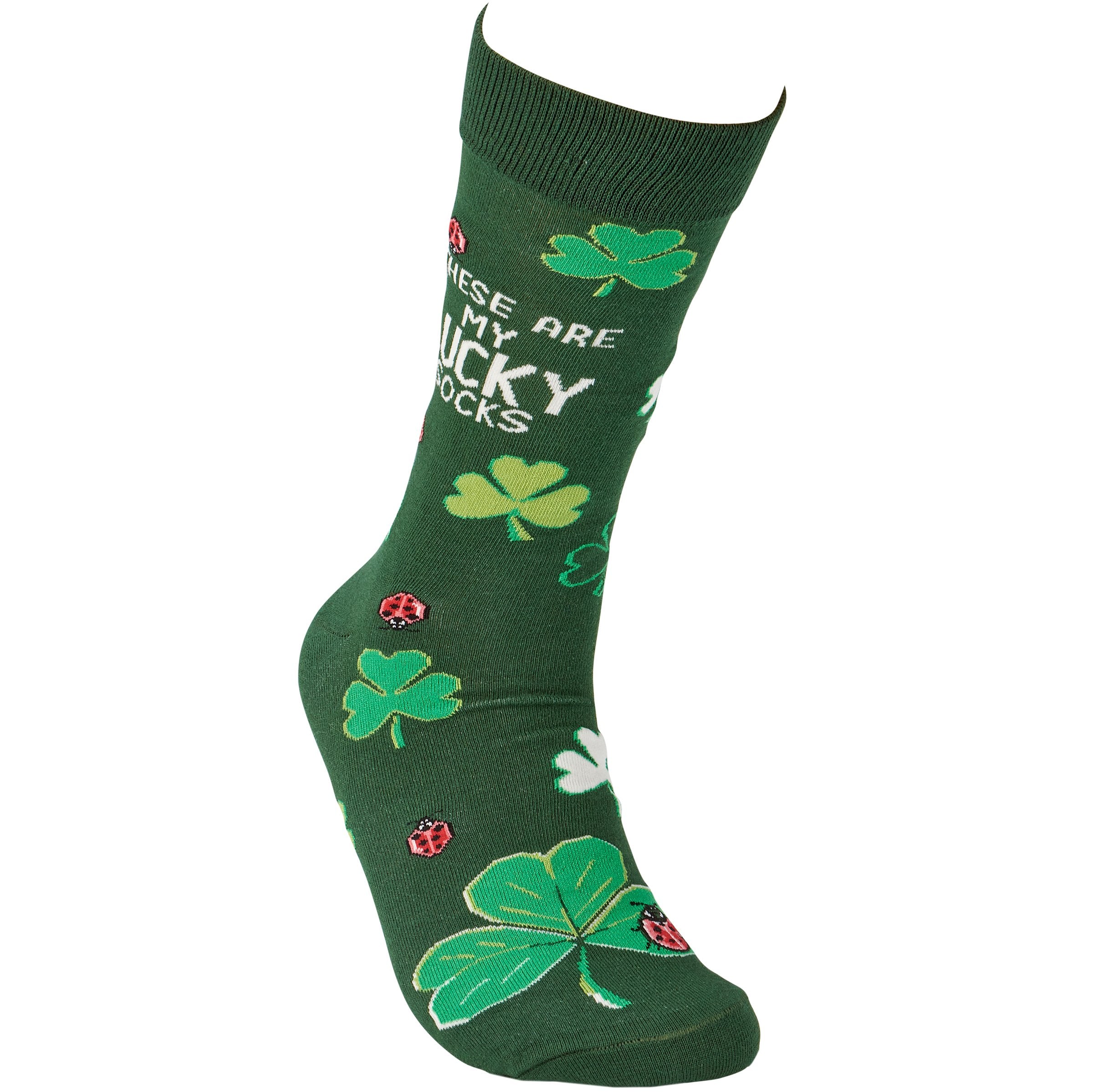 Festive St. Patrick's Day Lucky Socks: Shamrock & Ladybug Design, One Size