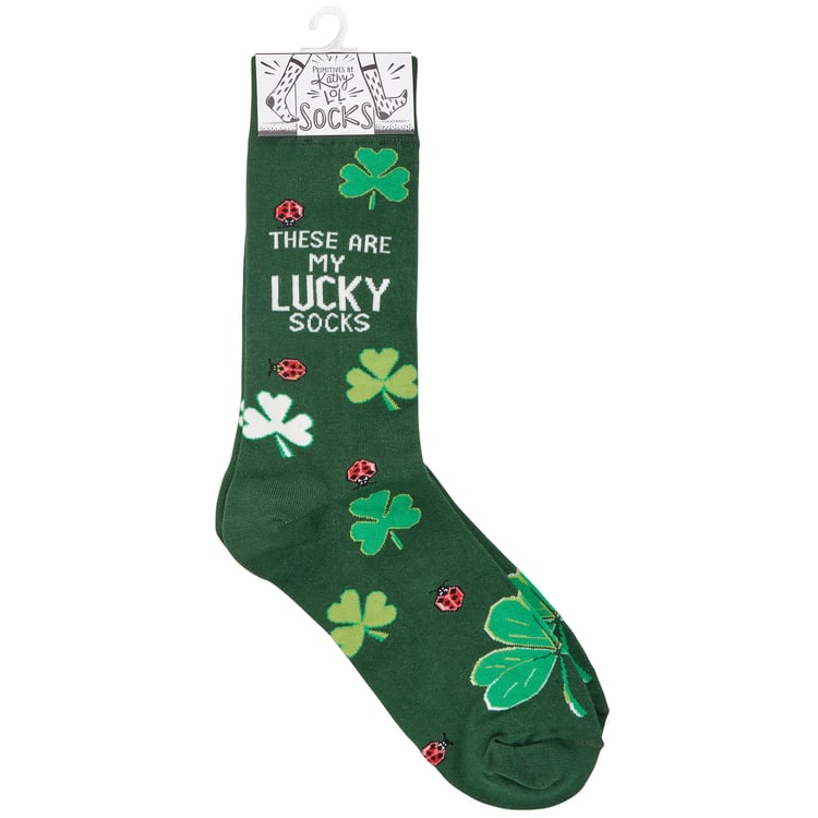 Festive St. Patrick's Day Lucky Socks: Shamrock & Ladybug Design, One Size