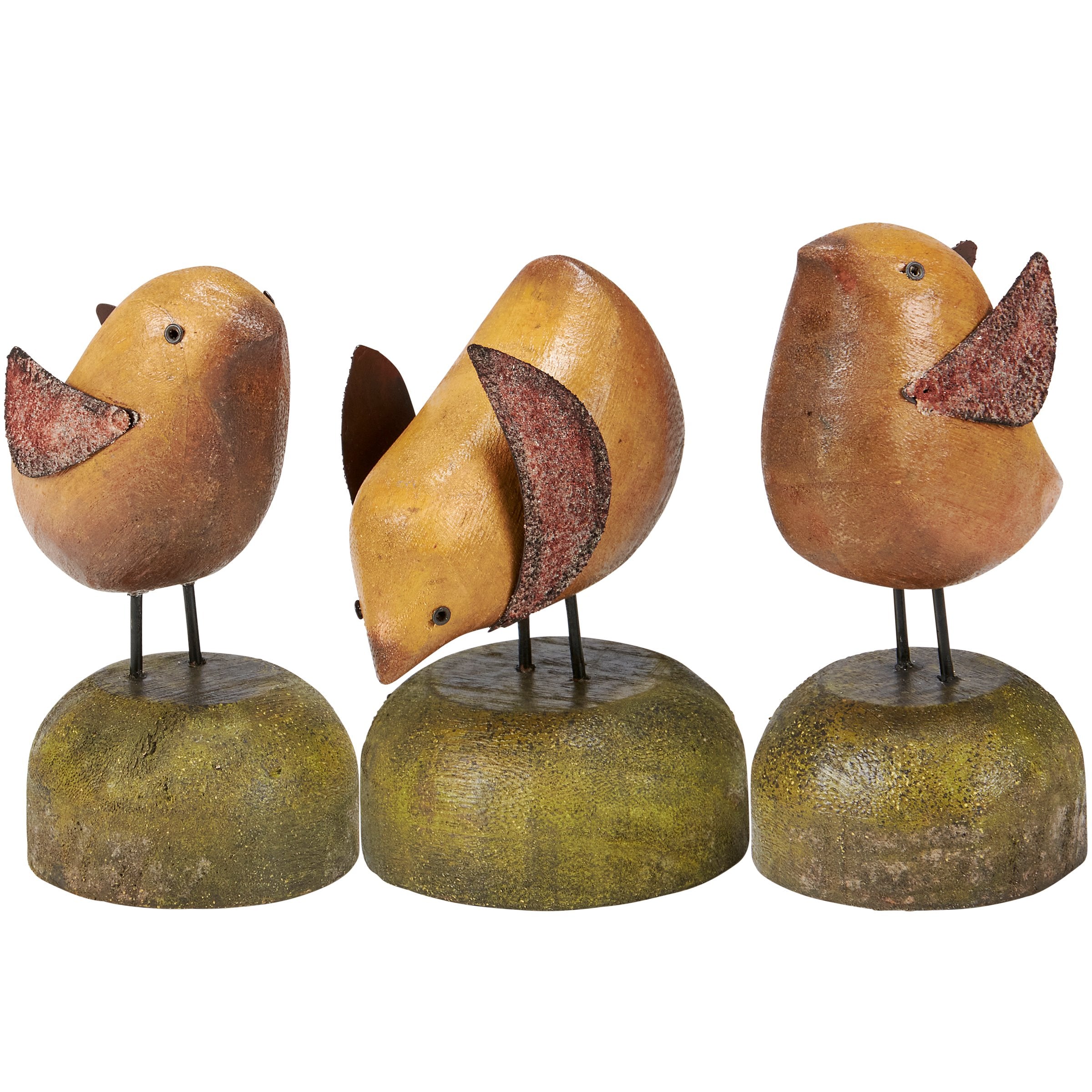 Rustic Primitive Decorative Chick Sitter Set Wood Metal Easter Spring Decor