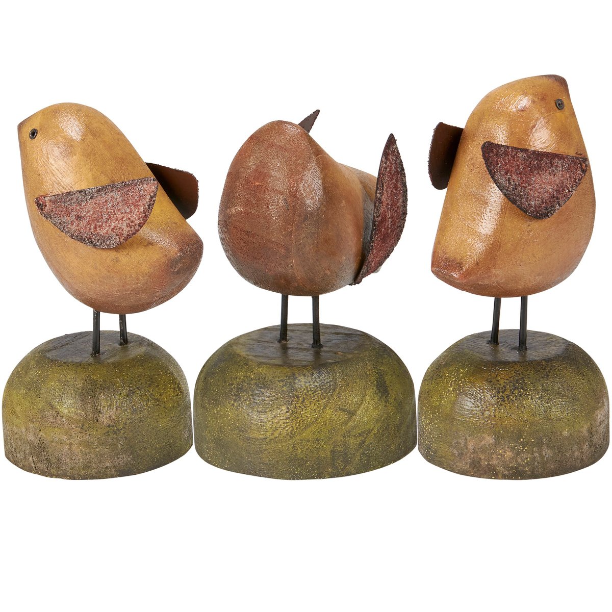 Rustic Primitive Decorative Chick Sitter Set Wood Metal Easter Spring Decor