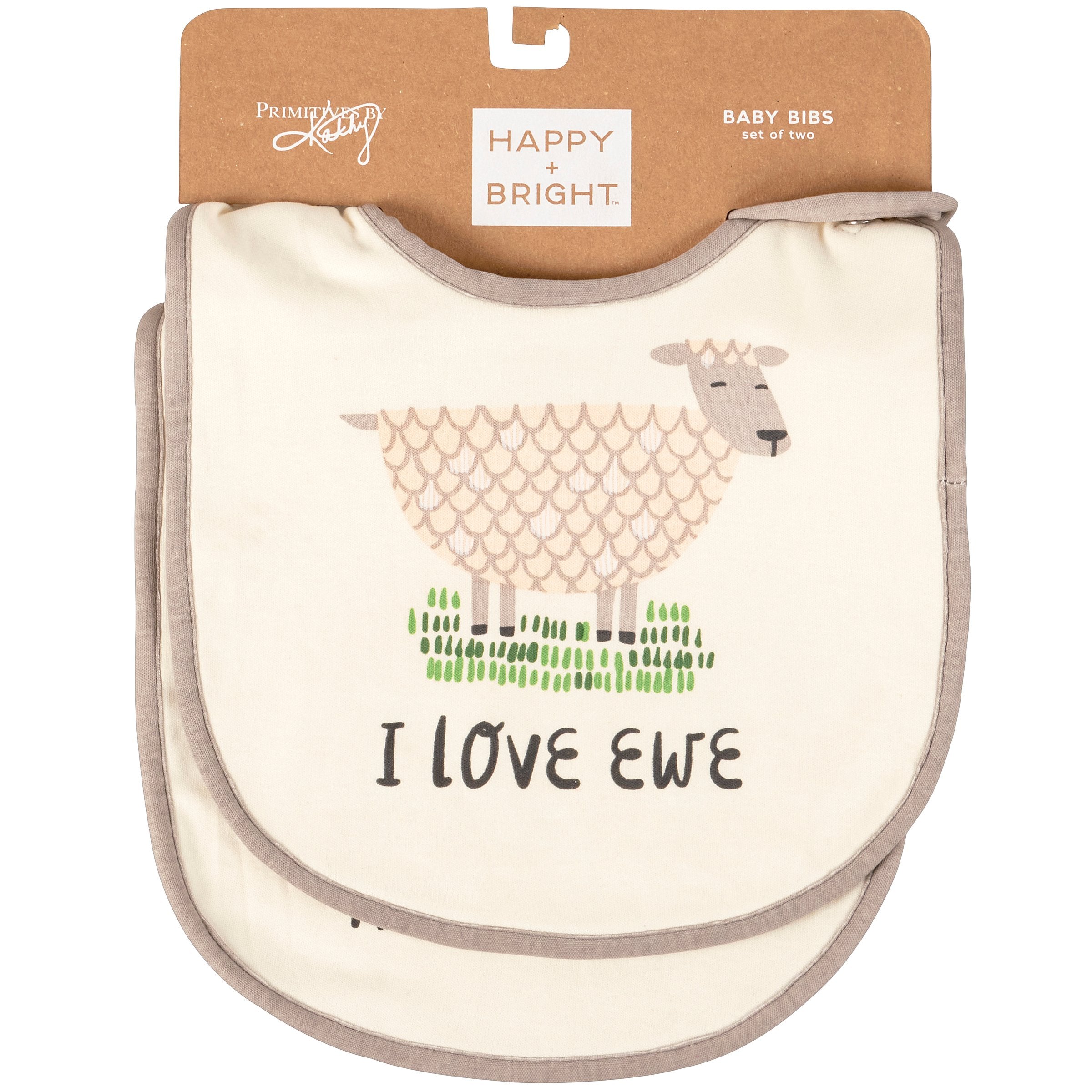 Adorable Farm Animal Baby Bib Set - "I Love Ewe" & "Pig Deal" Cotton