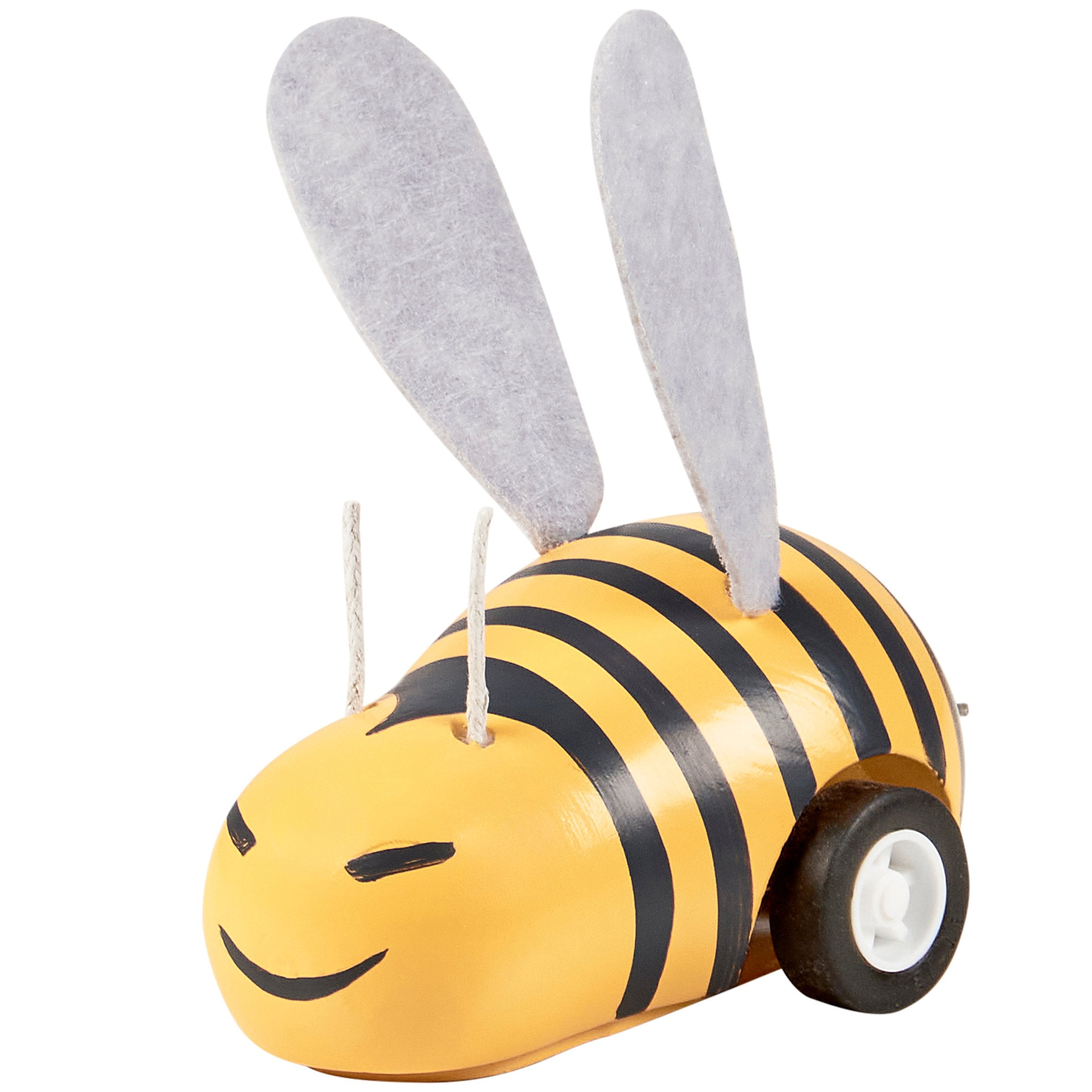 Charming Wooden Bee Pull Back Toy for Toddlers with Felt Wings
