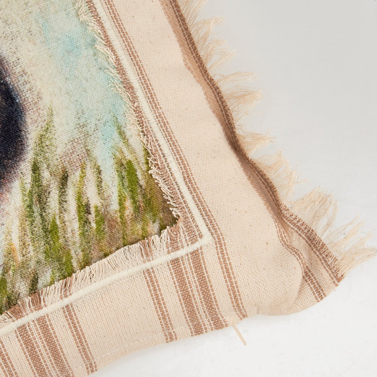 Charming Kune Kune Pig Farmhouse Cotton Throw Pillow - Frayed Design