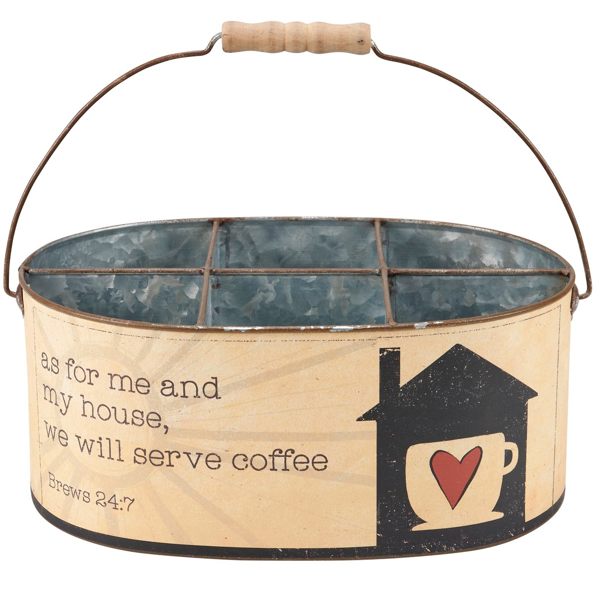 Charming Rustic Galvanized Metal Coffee Station Organizer Caddy with Handle