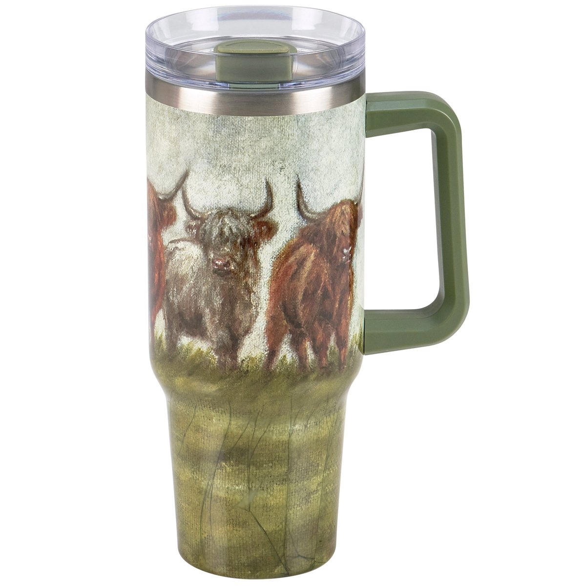 Charming Highland Cows Insulated Travel Mug with Straw, 40oz Stainless Steel, Farmhouse Style