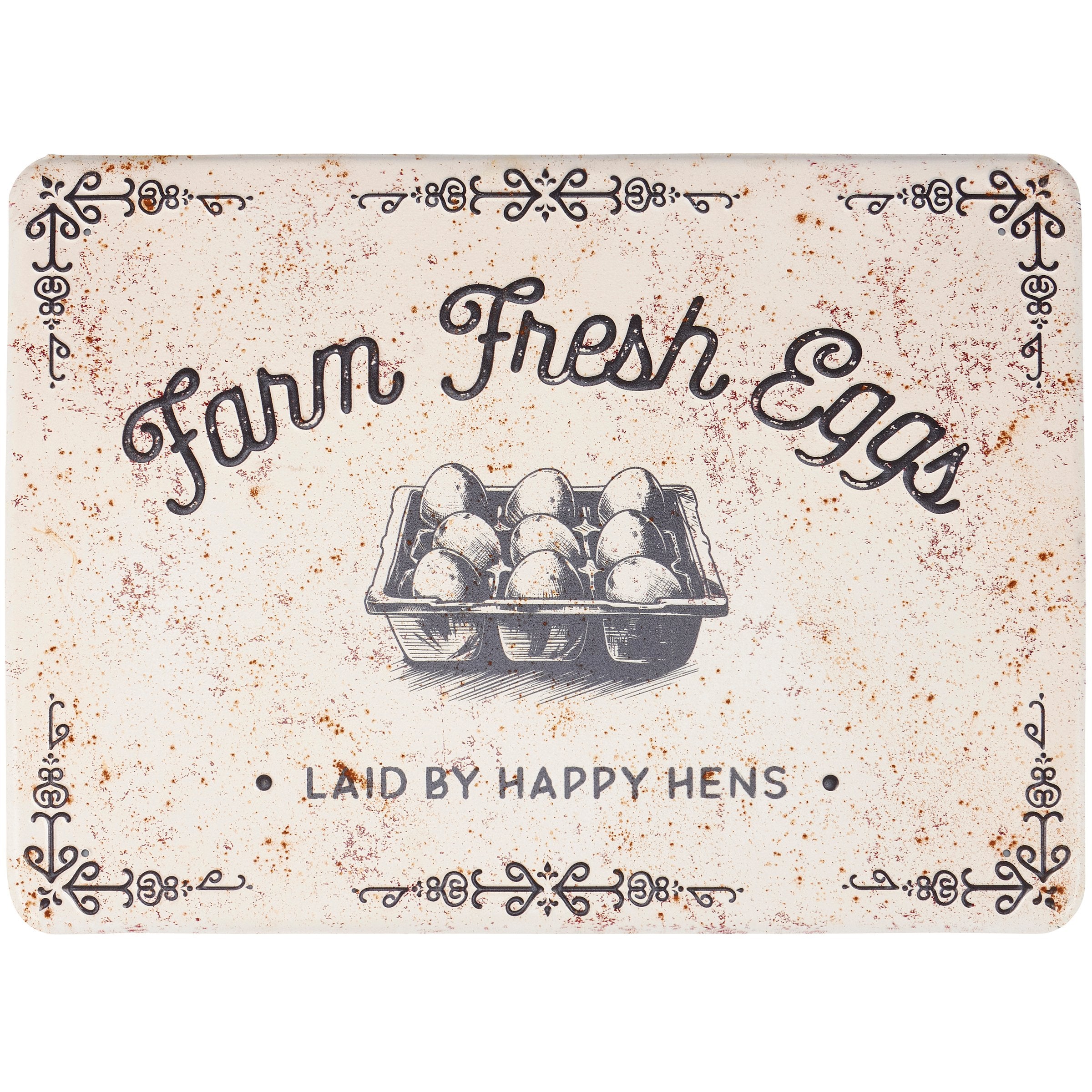 Charming Farm Fresh Eggs Metal Wall Decor Sign for Rustic Kitchen