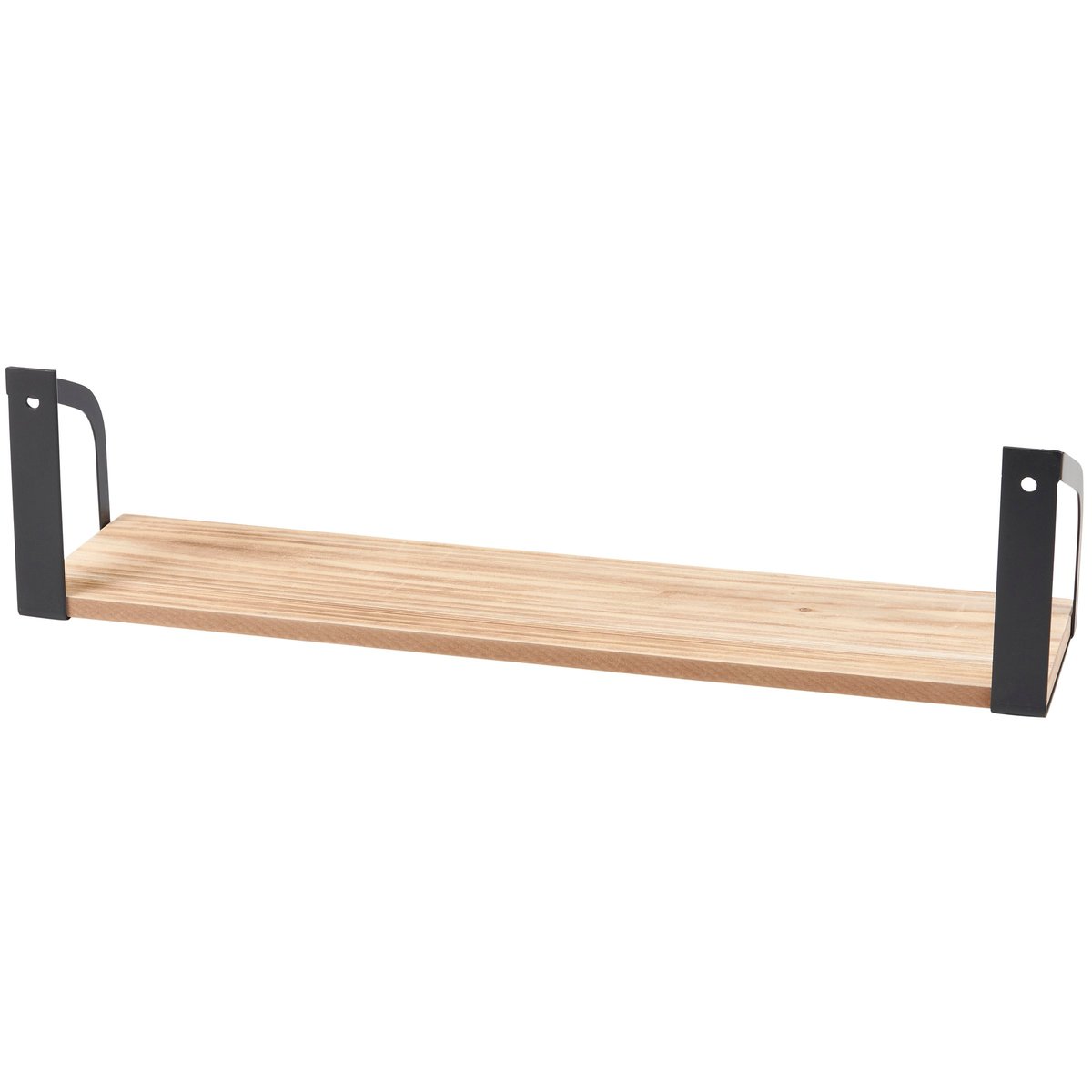 Rustic Wood & Metal Floating Shelf Set - Wall Mounted Decorative Home Storage