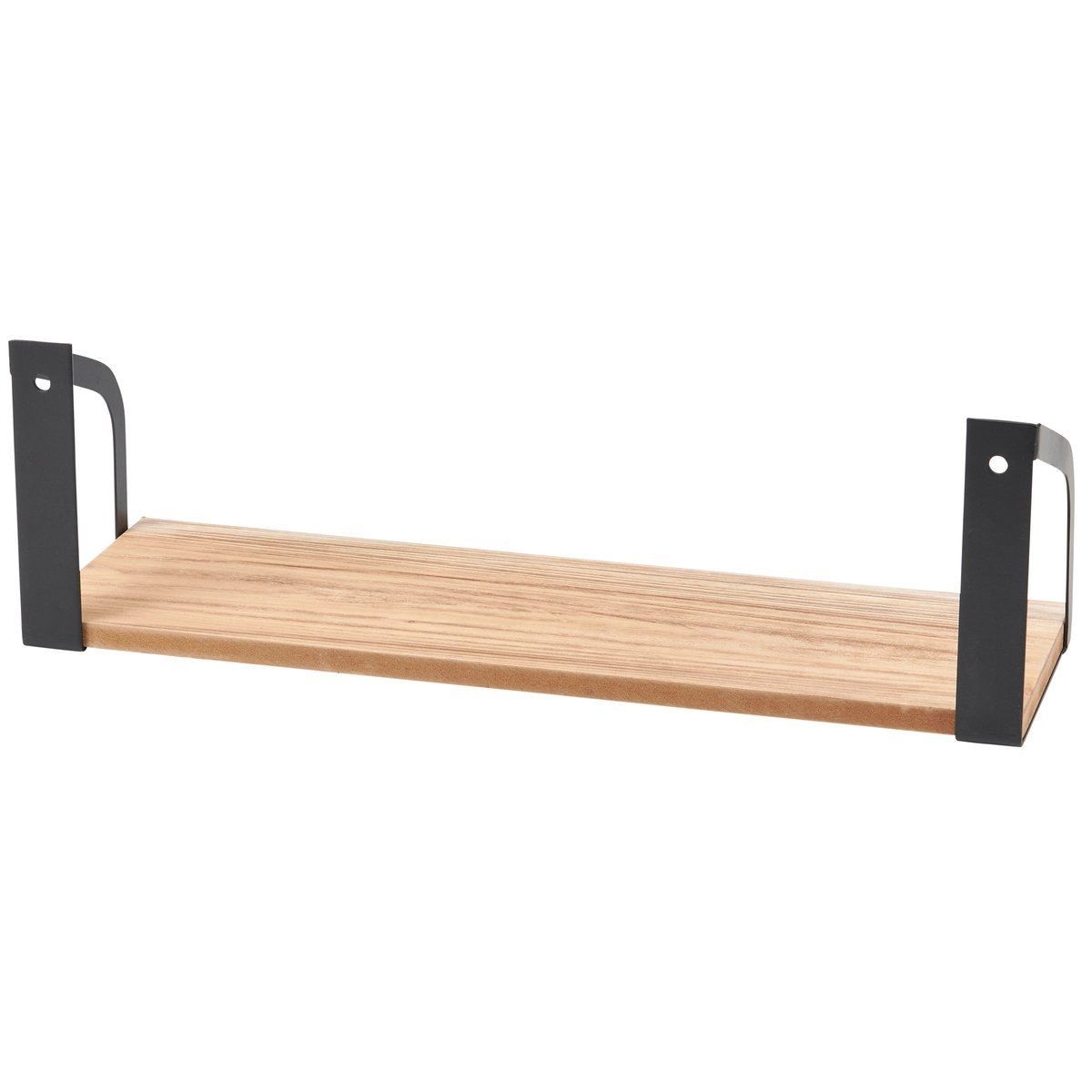 Rustic Wood & Metal Floating Shelf Set - Wall Mounted Decorative Home Storage