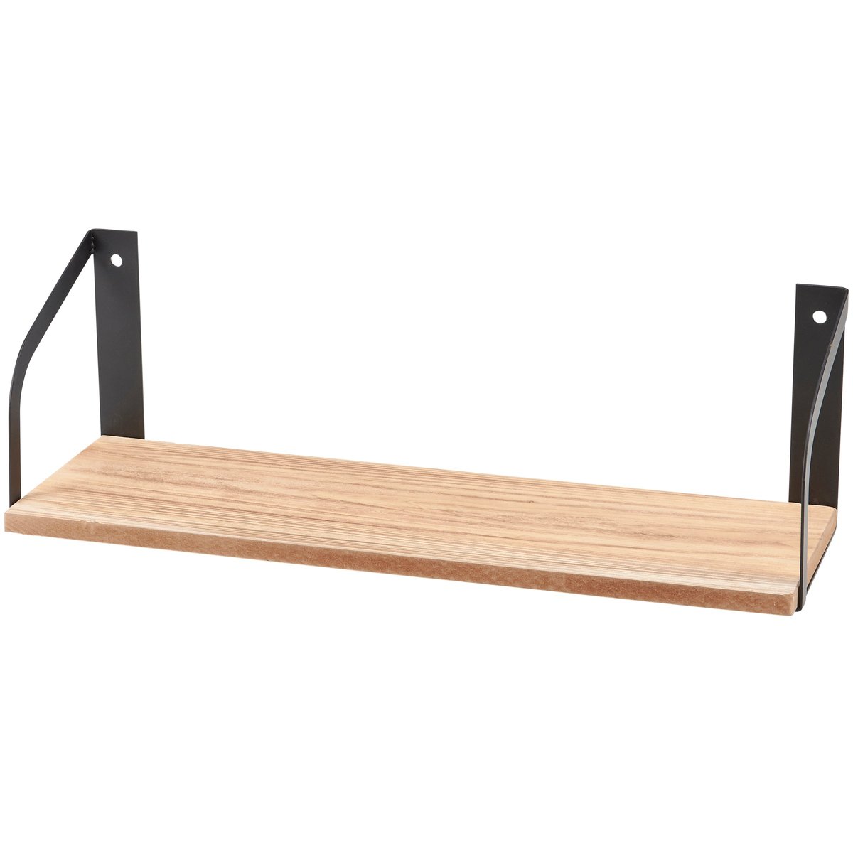 Rustic Wood & Metal Floating Shelf Set - Wall Mounted Decorative Home Storage