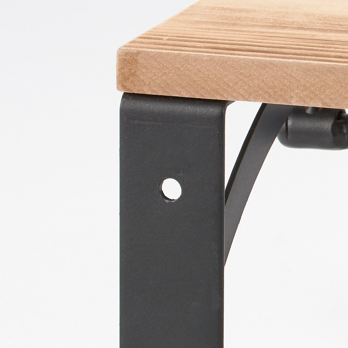 Stylish Rustic Wood Floating Wall Shelf with 4 Black Metal Hooks