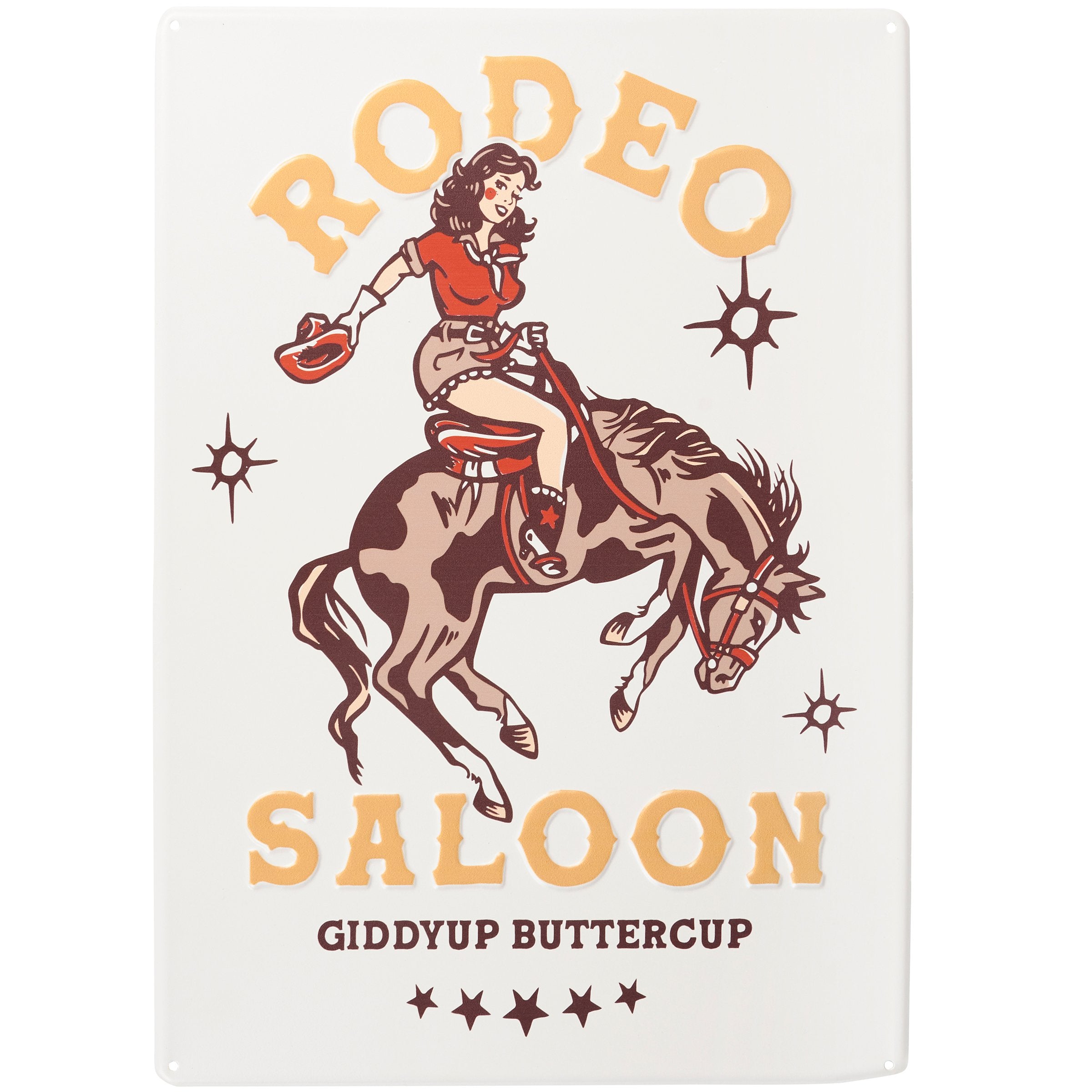 Giddyup Buttercup Western Cowgirl Metal Wall Decor Sign for Rodeo Saloon