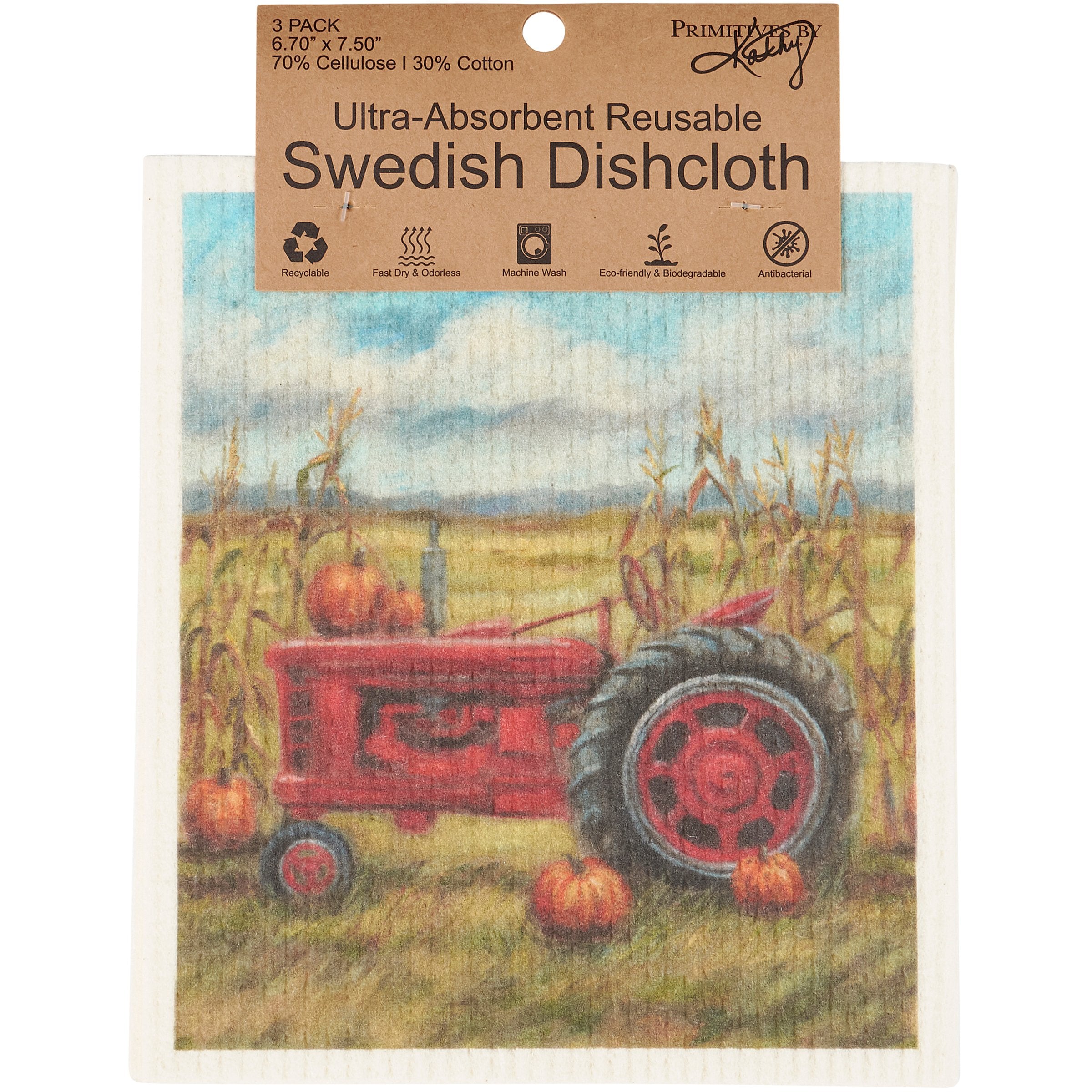 Charming Fall Farm Swedish Dishcloths Set - Eco-Friendly, Absorbent, Machine Washable