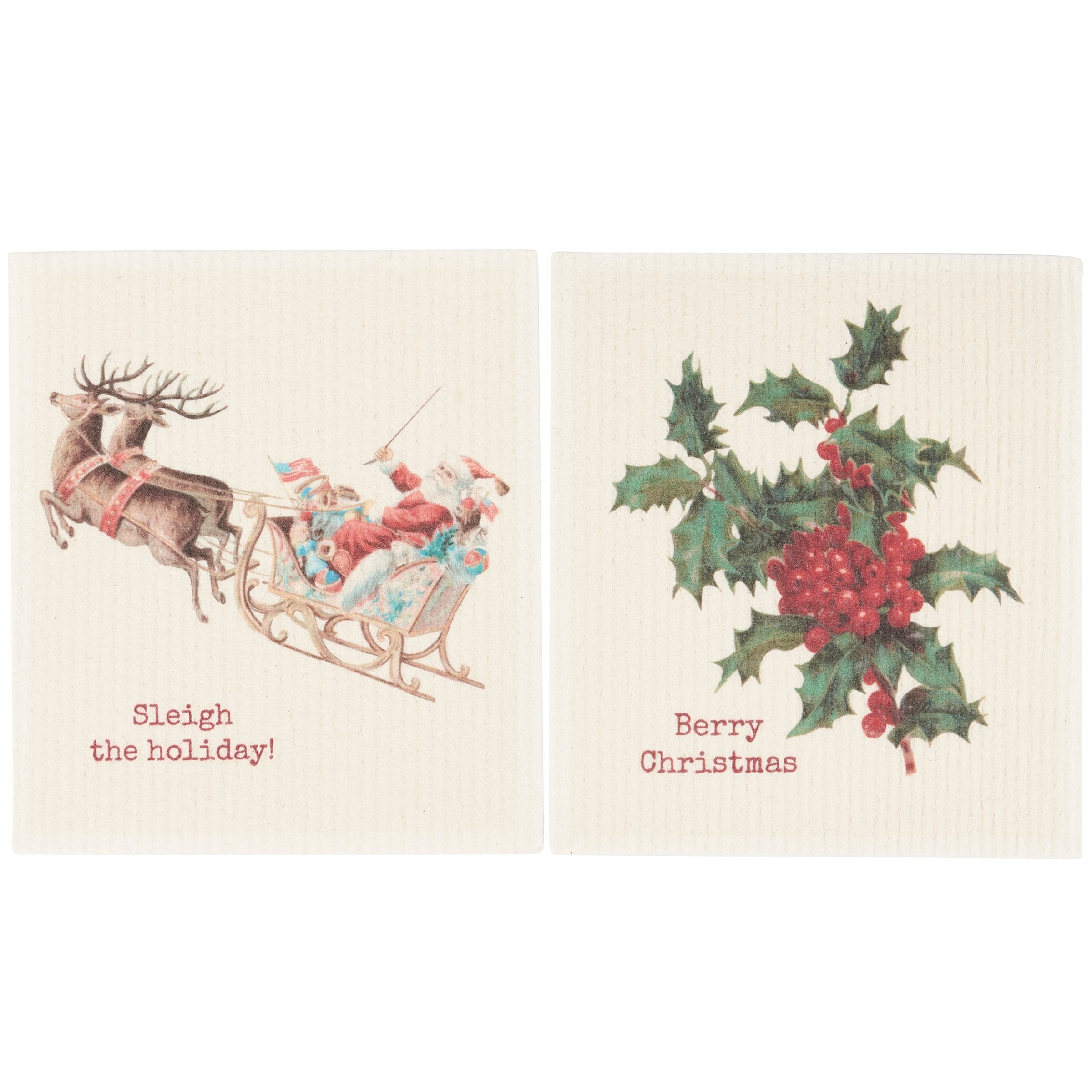 Charming Christmas Swedish Dishcloth Set - Eco-Friendly, Reusable, Holiday Kitchen Towels