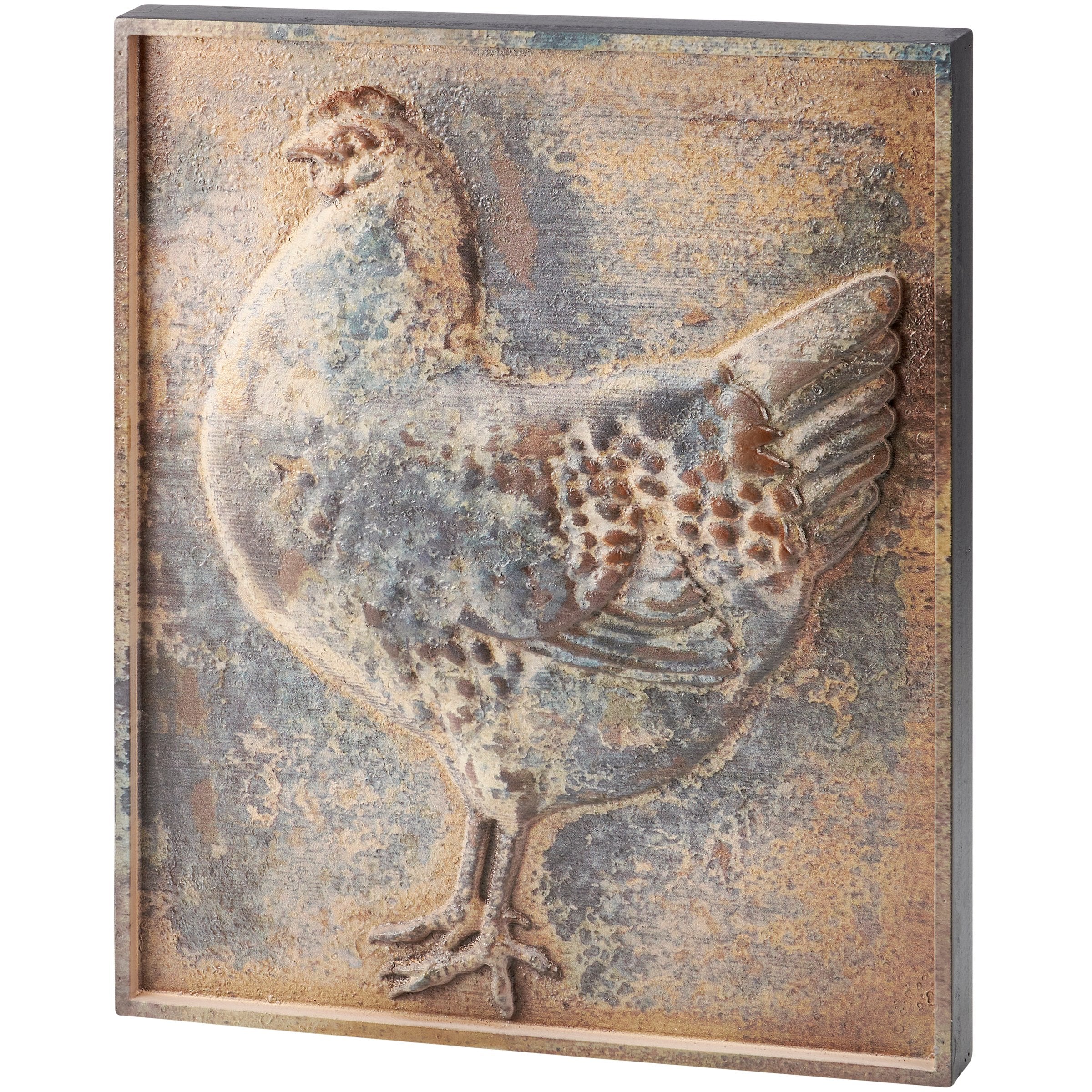 Rustic Farmhouse Dimensional Chicken Wood Wall Decor Art with Distressed Details