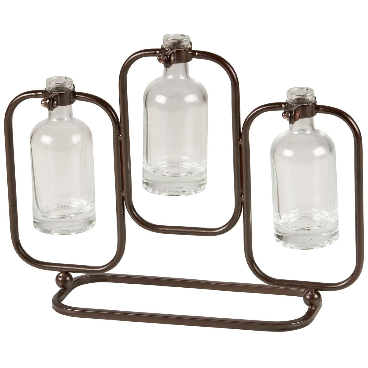 Charming Rustic Glass Trio Test Tube Vase with Metal Stand for Plant Propagation, Floral Display