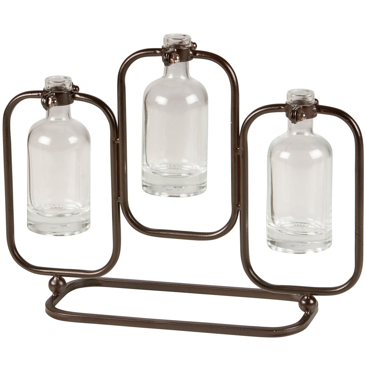 Charming Rustic Glass Trio Test Tube Vase with Metal Stand for Plant Propagation, Floral Display