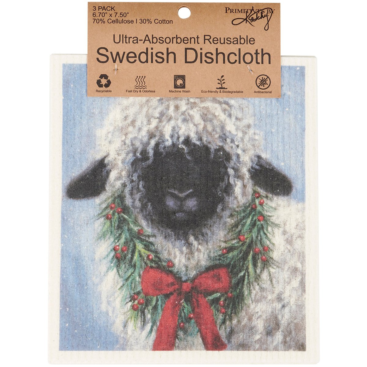 Charming Holiday Farm Animal Swedish Dishcloths - Eco-Friendly 3-Pack
