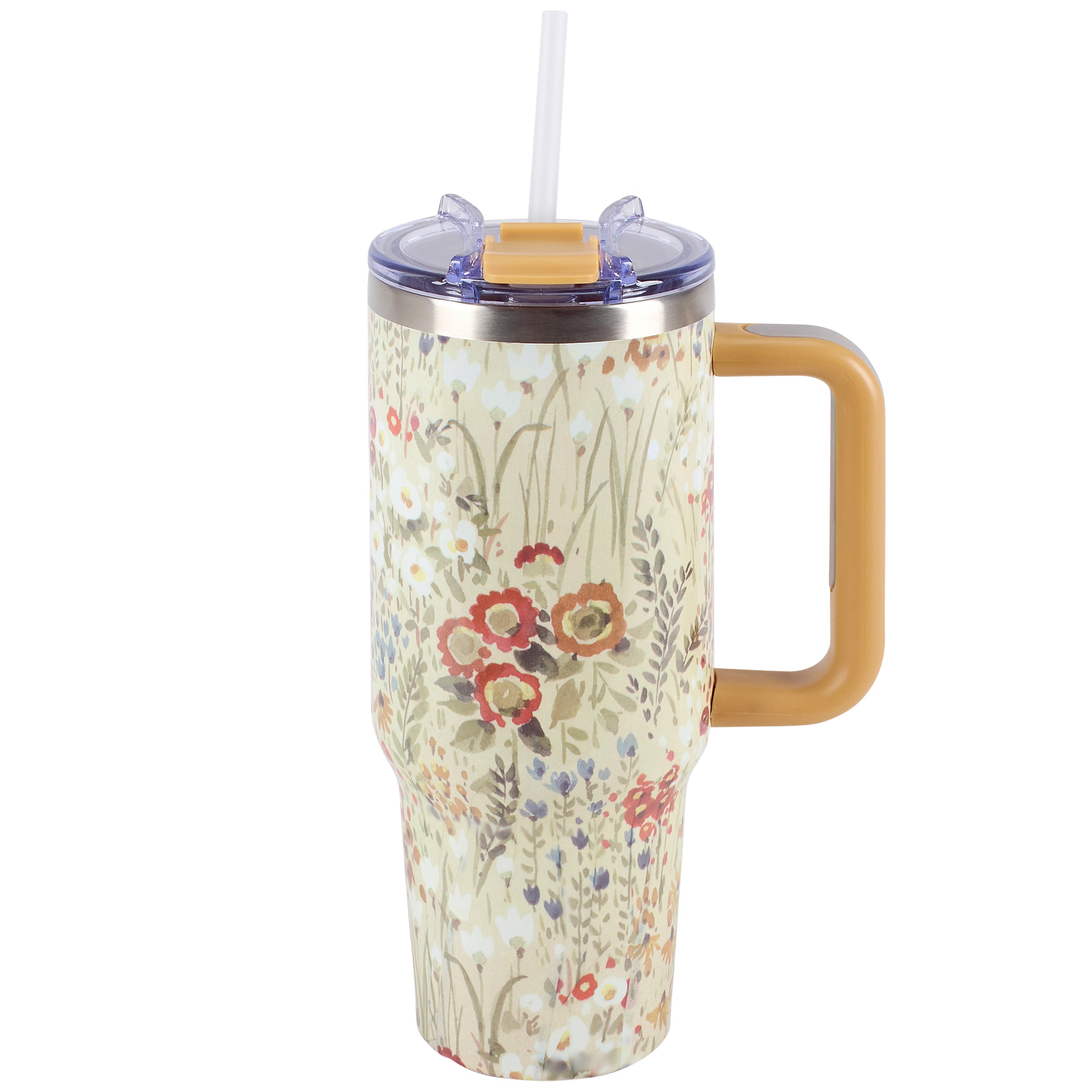 Festive Fall Florals 40 oz Insulated Stainless Steel Travel Mug with Straw