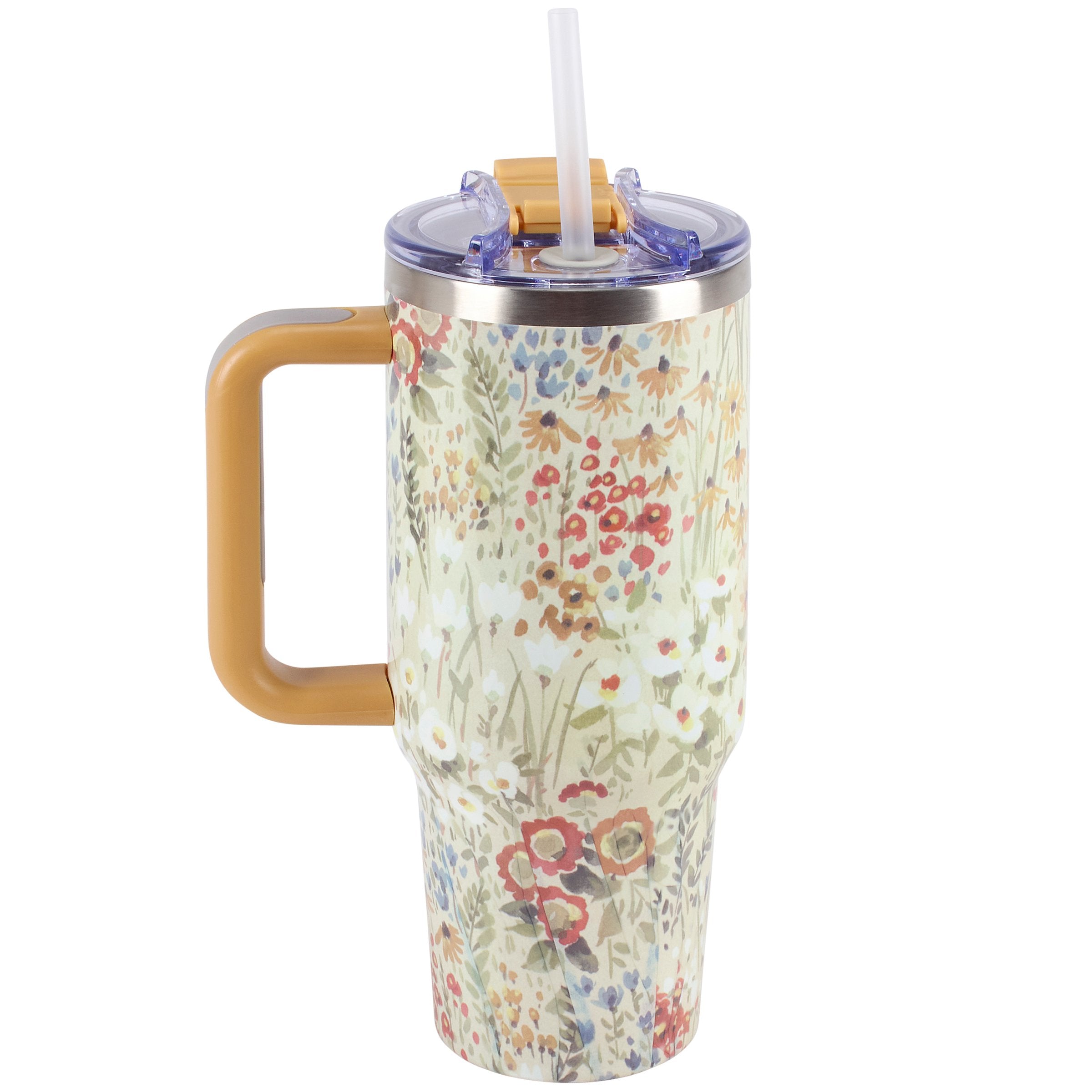 Festive Fall Florals 40 oz Insulated Stainless Steel Travel Mug with Straw