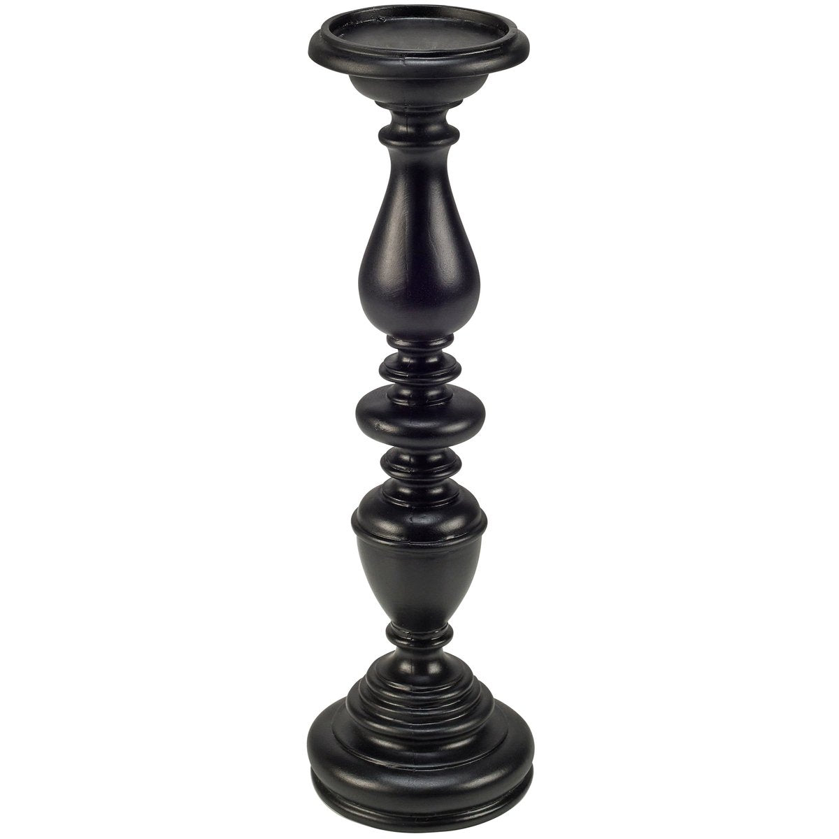 Elegant Black Resin Candlestick Candle Holder, 14.75-inch Tall Home Accent