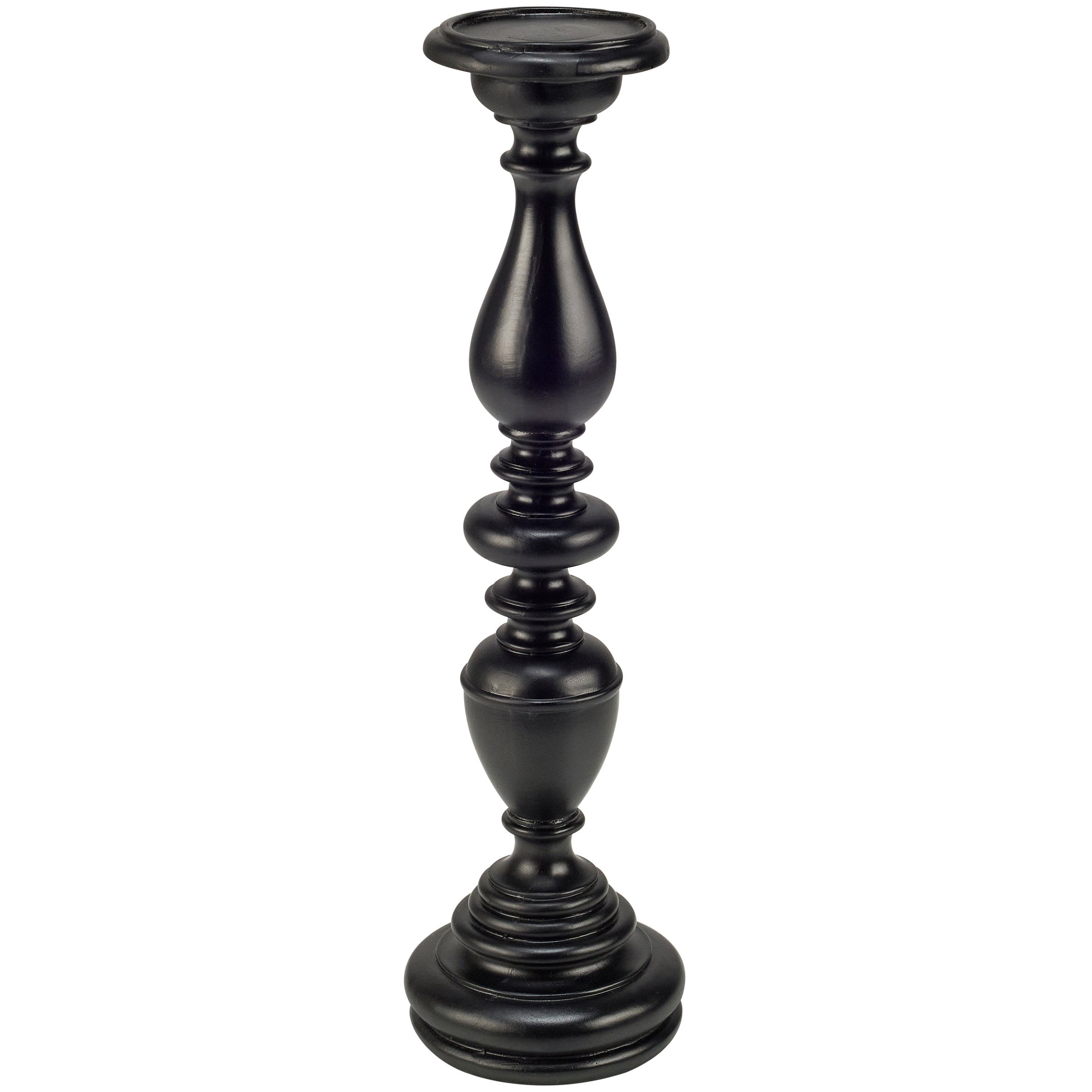 Elegant Tall Black Resin Candlestick Holder - Classic 18-Inch Decorative Home Accent