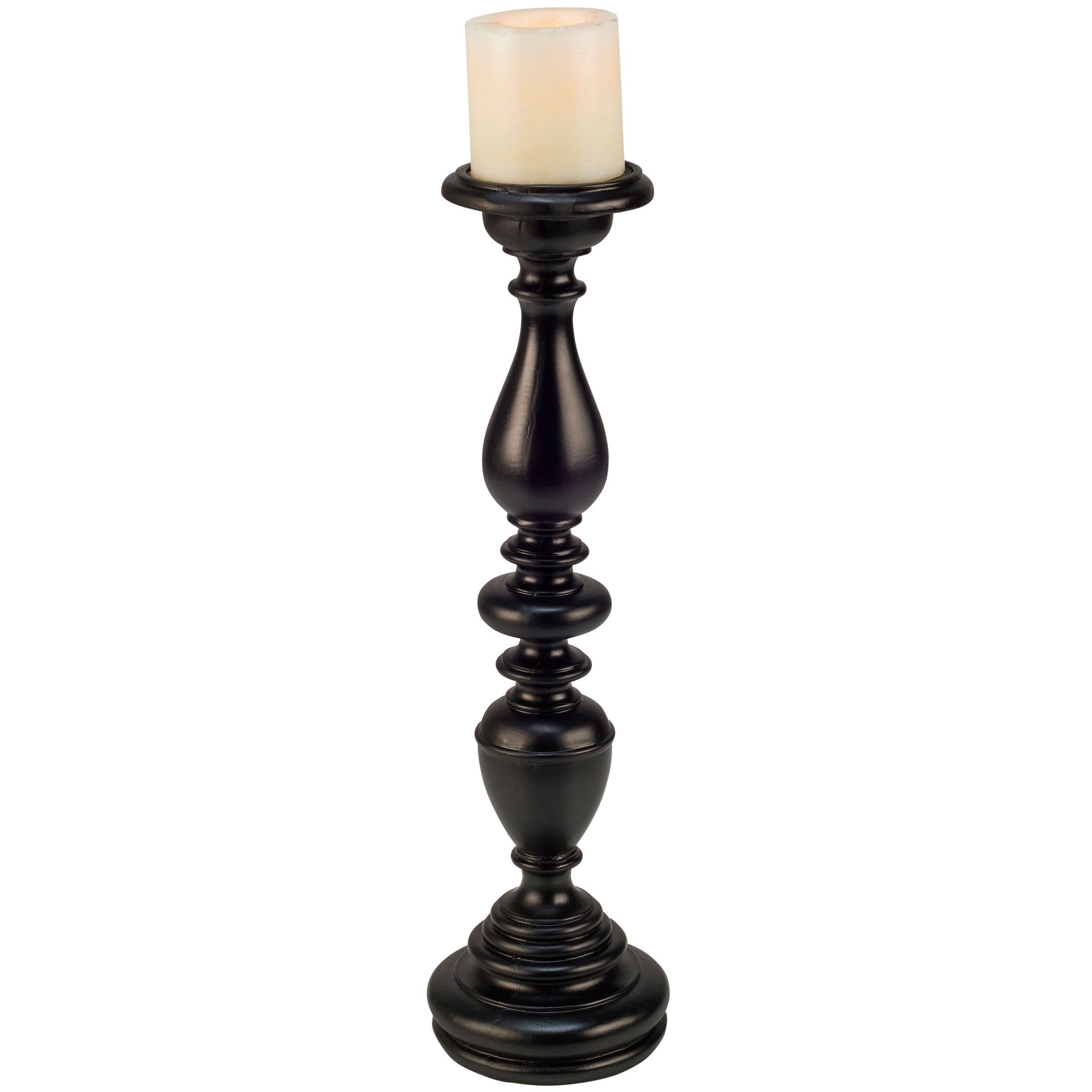 Elegant Tall Black Resin Candlestick Holder - Classic 18-Inch Decorative Home Accent