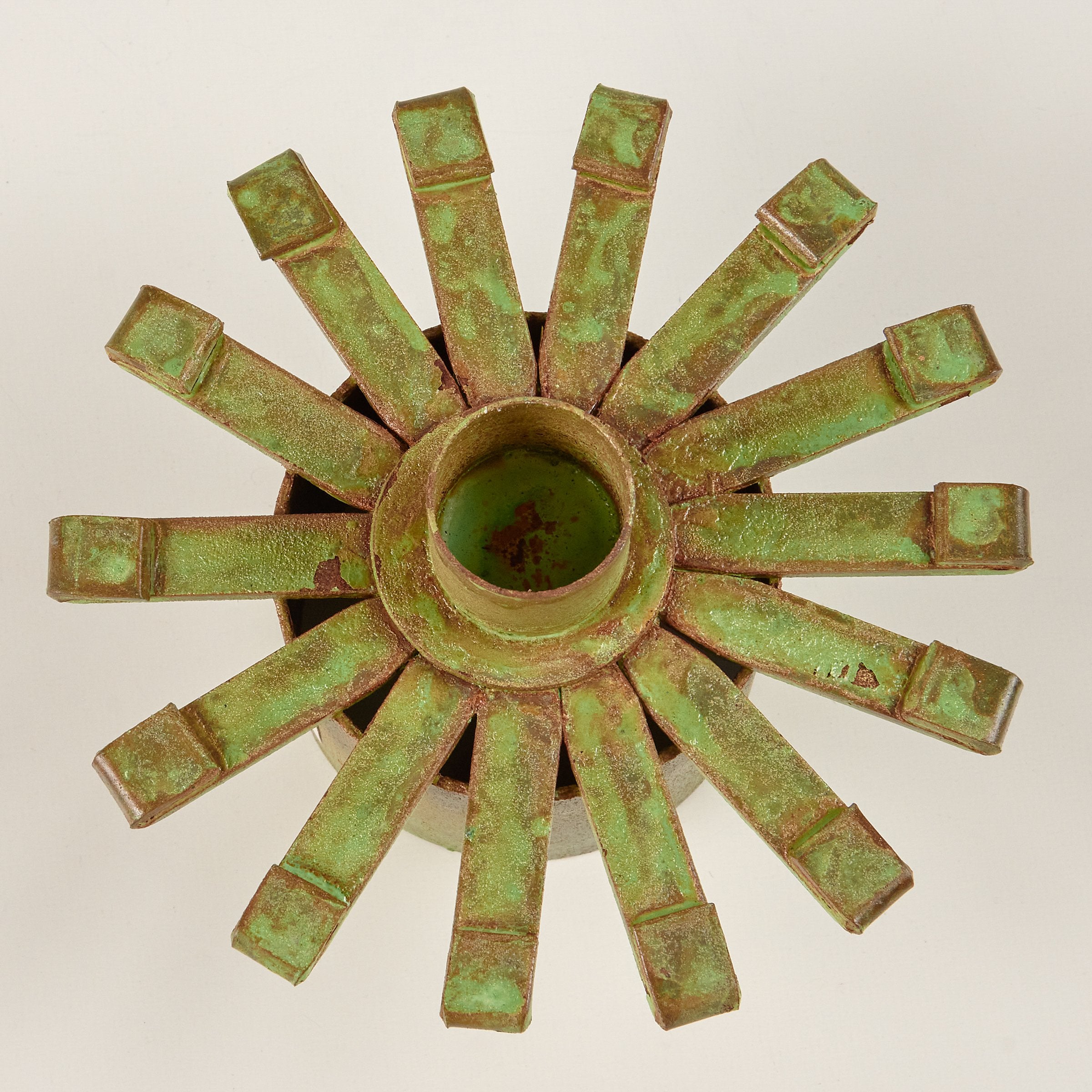 Rustic Metal Burst Taper Candle Holder Set - 3 Distressed Iron Accents