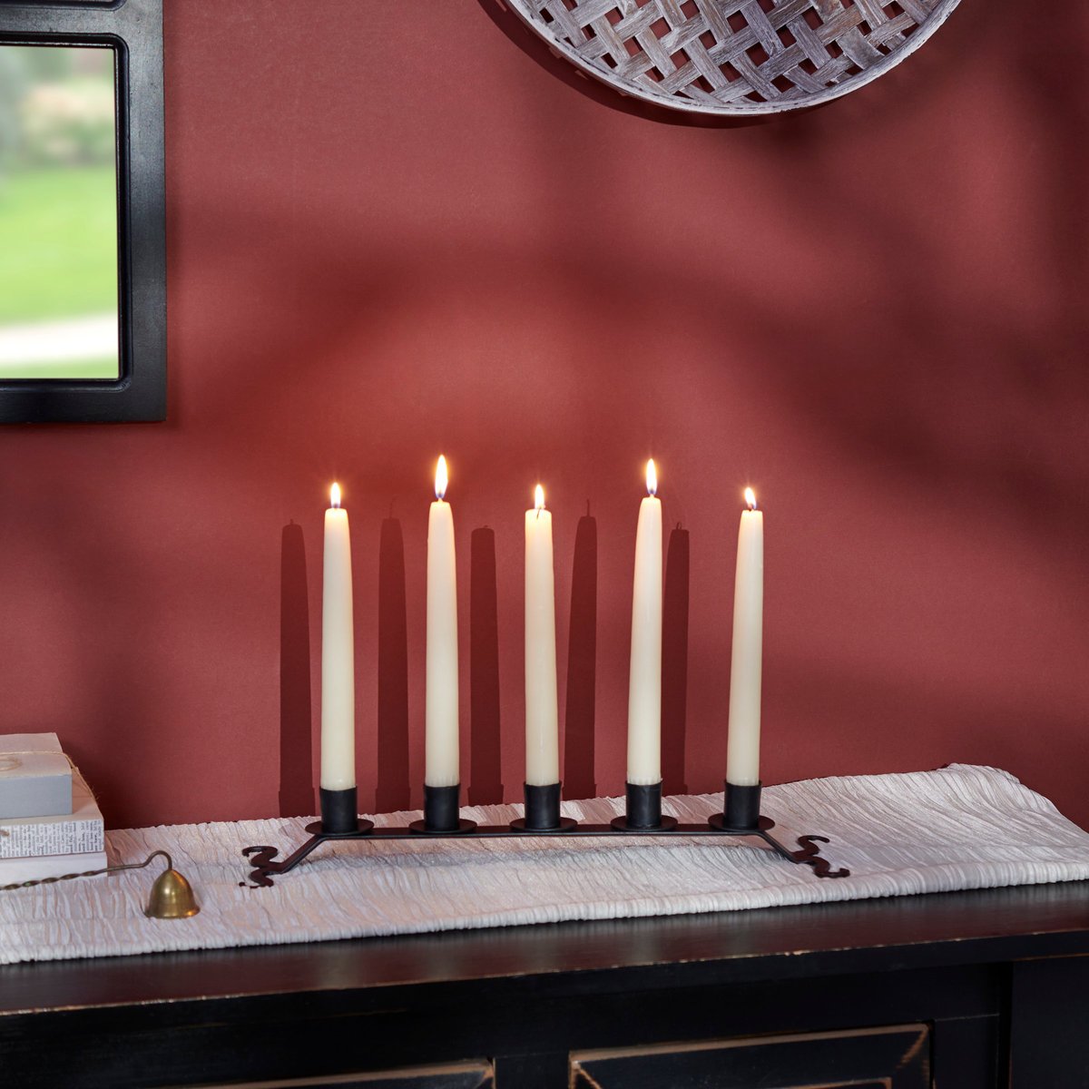 Farmhouse Style Rustic Iron 5-Taper Candle Holder - Primitive Home Decor