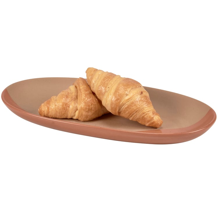 Chic Stoneware Glazed Platter: Orange Geometric Design, Microwave & Dishwasher Safe